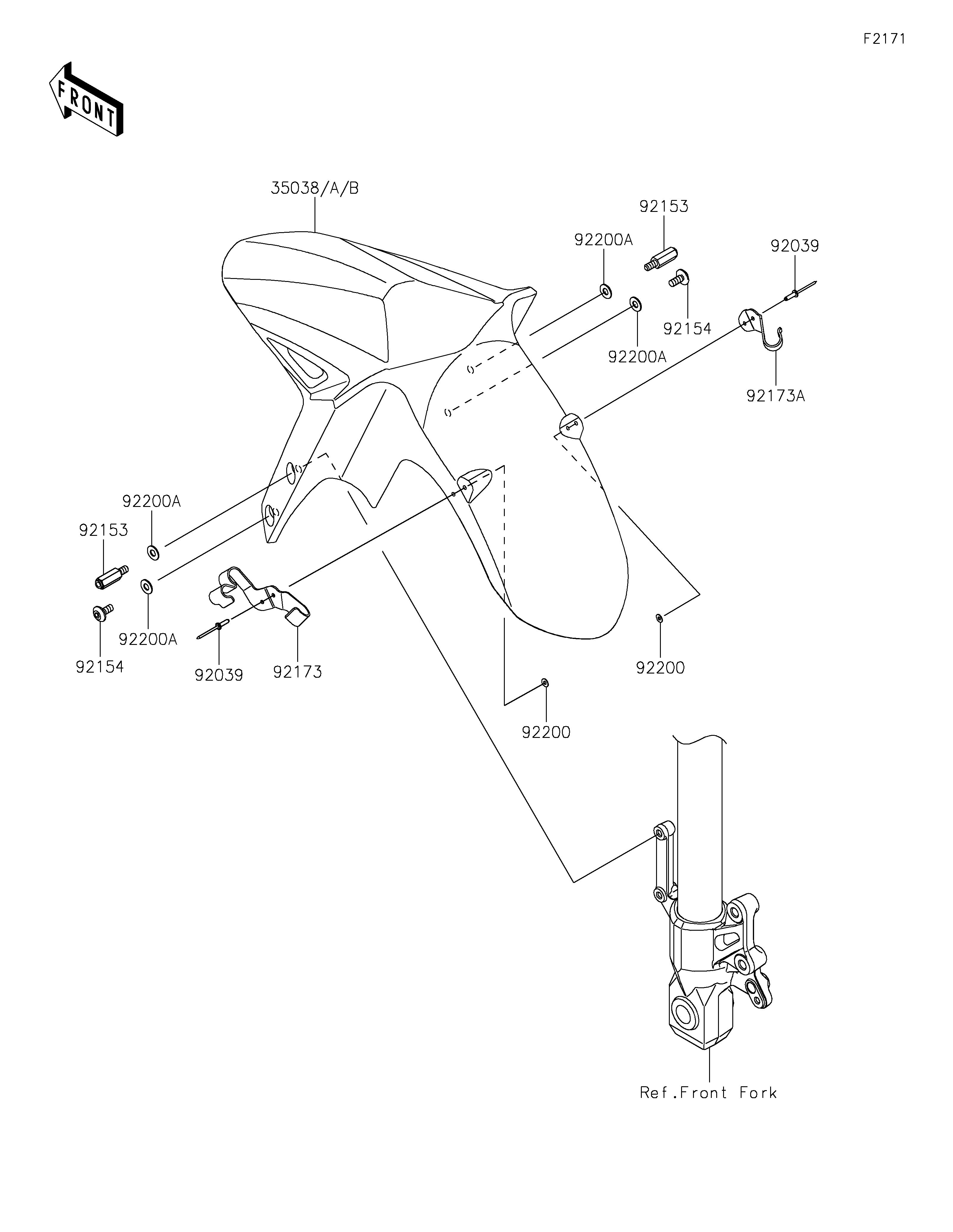 GARDE BOUE AVANT POUR VERSYS 650 KLE650JSFAN BLANC 2025