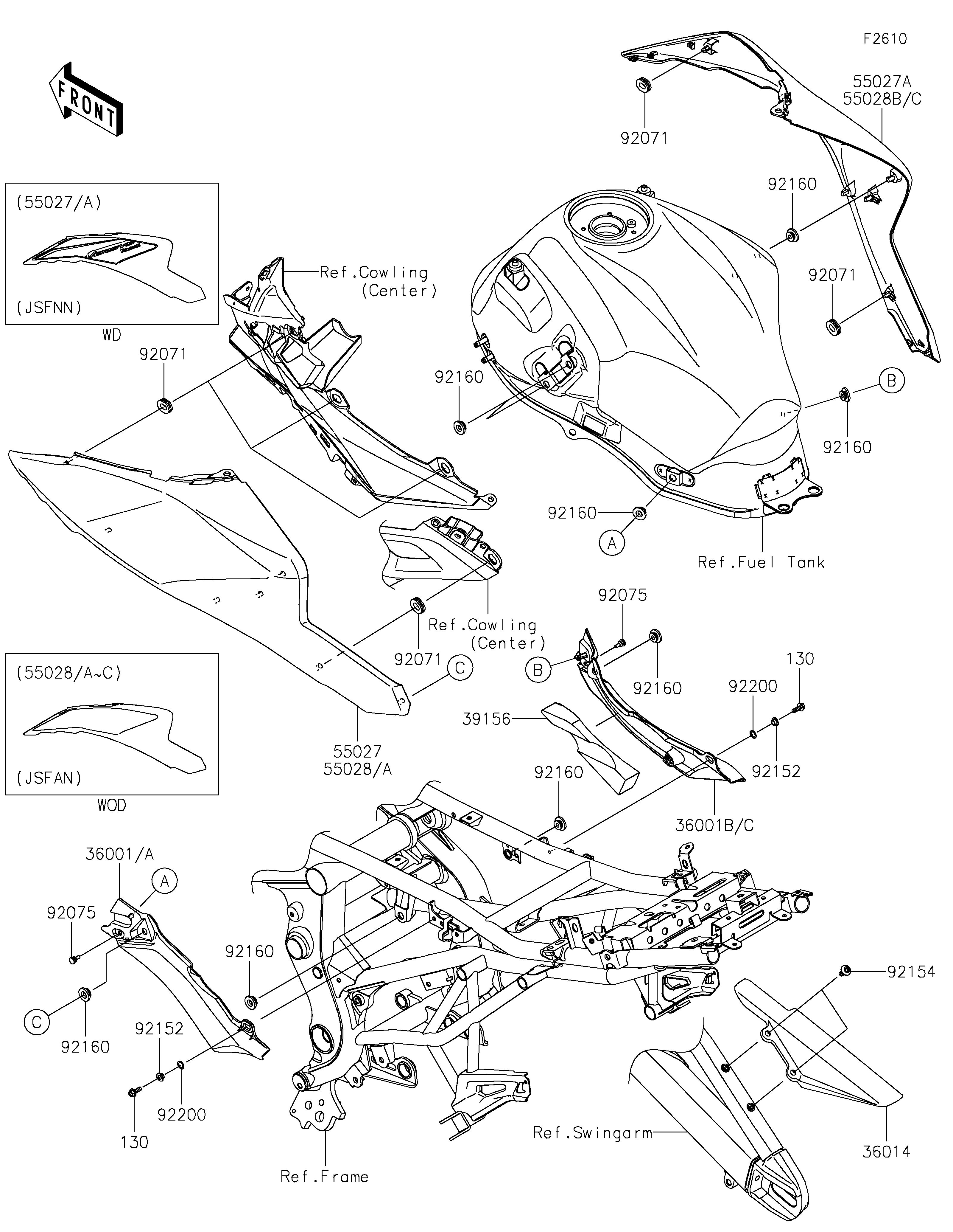 CACHE LATERALGARDE CHAINE POUR VERSYS 650 KLE650JSFAN BLANC 2025