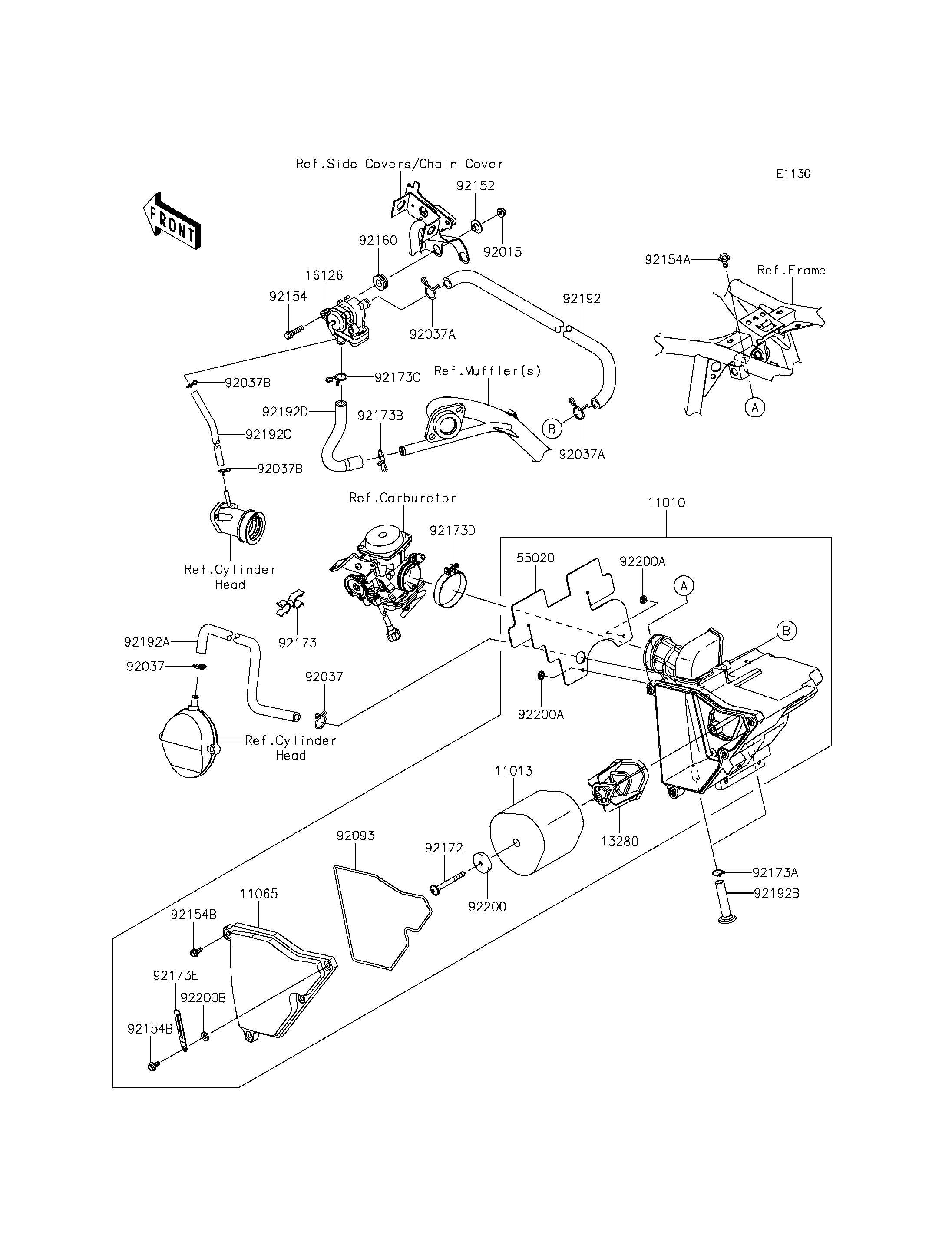 FILTRE A AIR POUR D TRACKER KLX150HGF VERT 2016