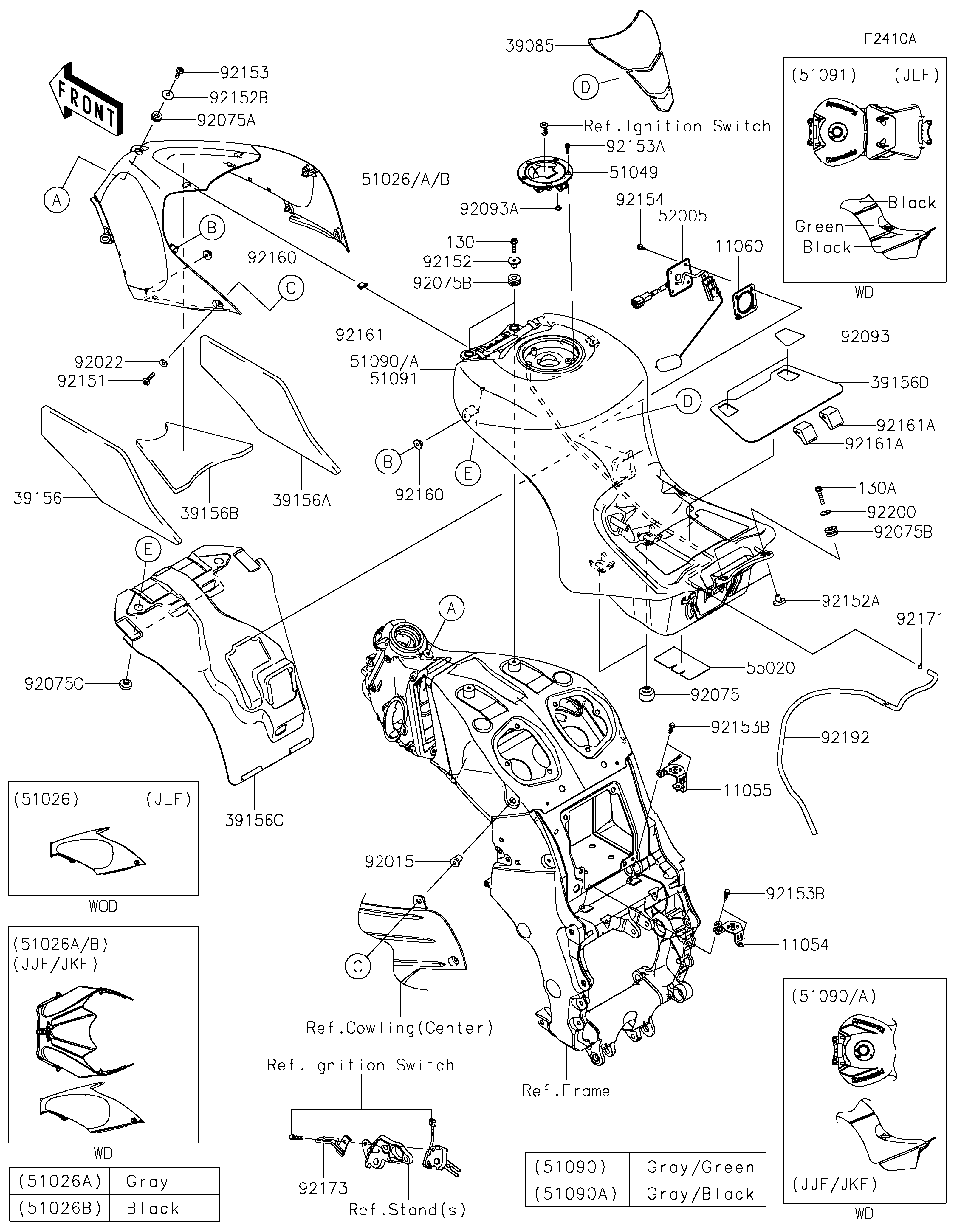 RESERVOIR CARBURANT POUR ZZR1400 ZX1400JLF NOIR 2020