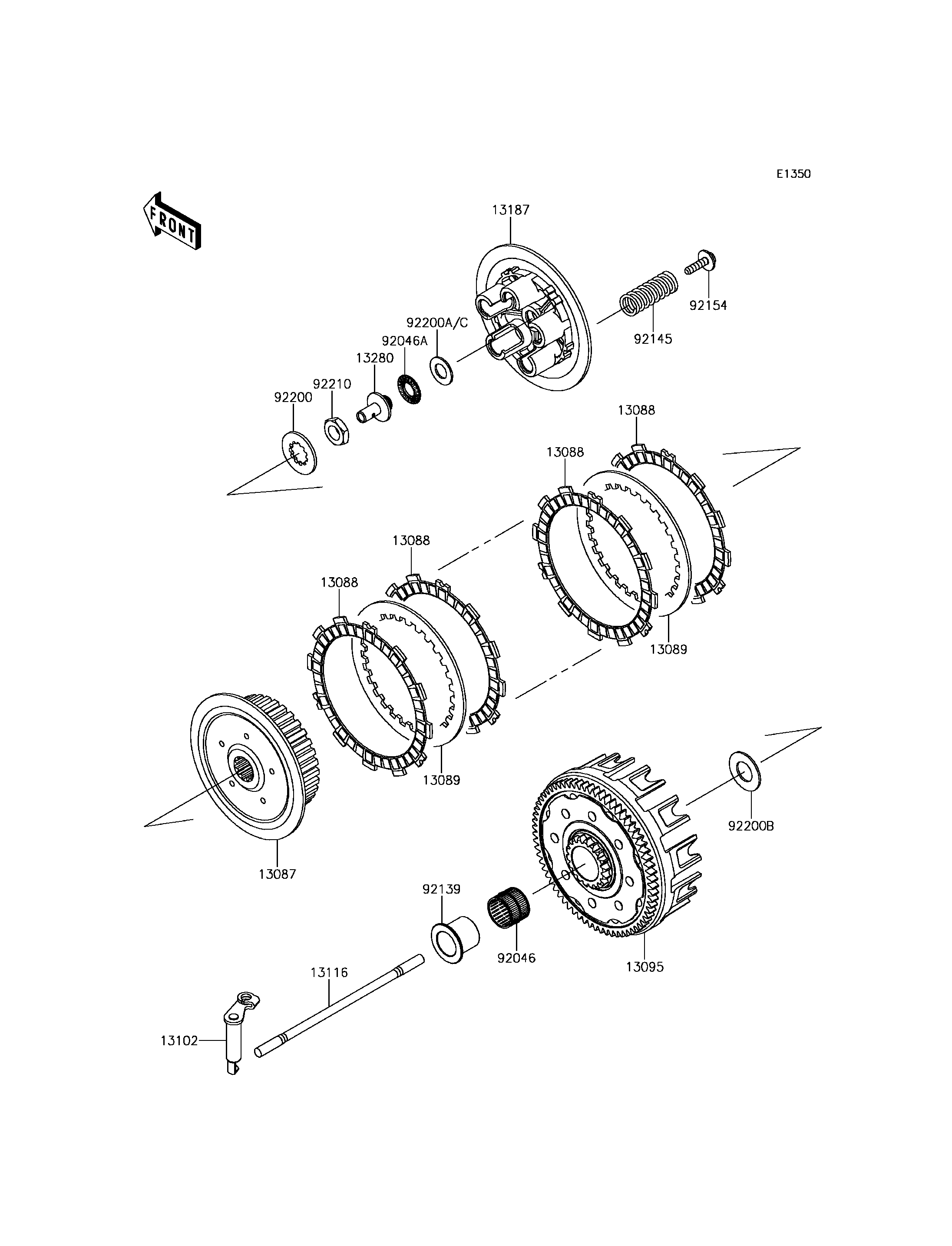 EMBRAYAGE POUR KX250F KX252AHF VERT 2017 EUROPE