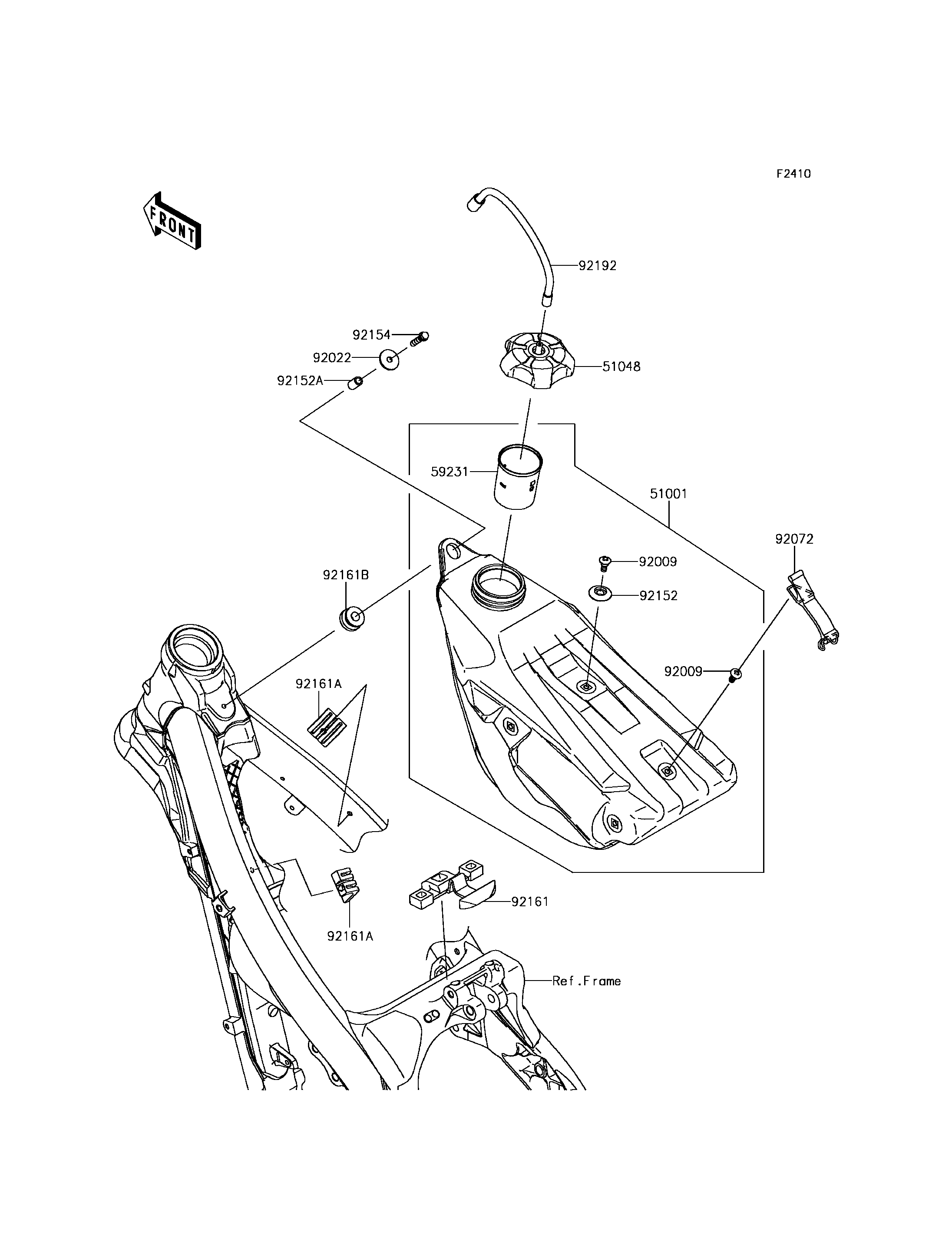 RESERVOIR CARBURANT POUR KX250 KX252AJF VERT 2018 EUROPE