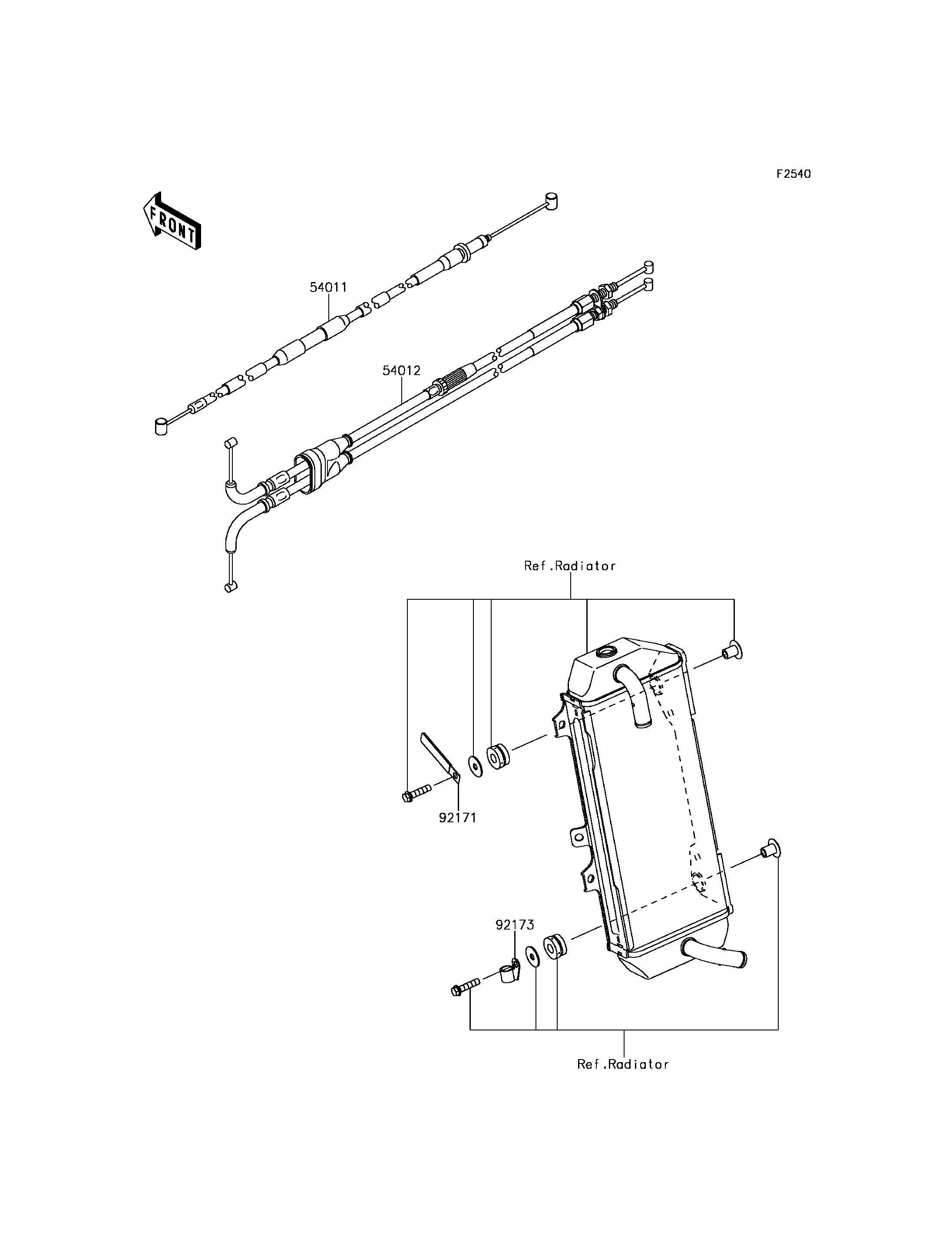 CABLES POUR KX250 KX252AJF VERT 2018 EUROPE