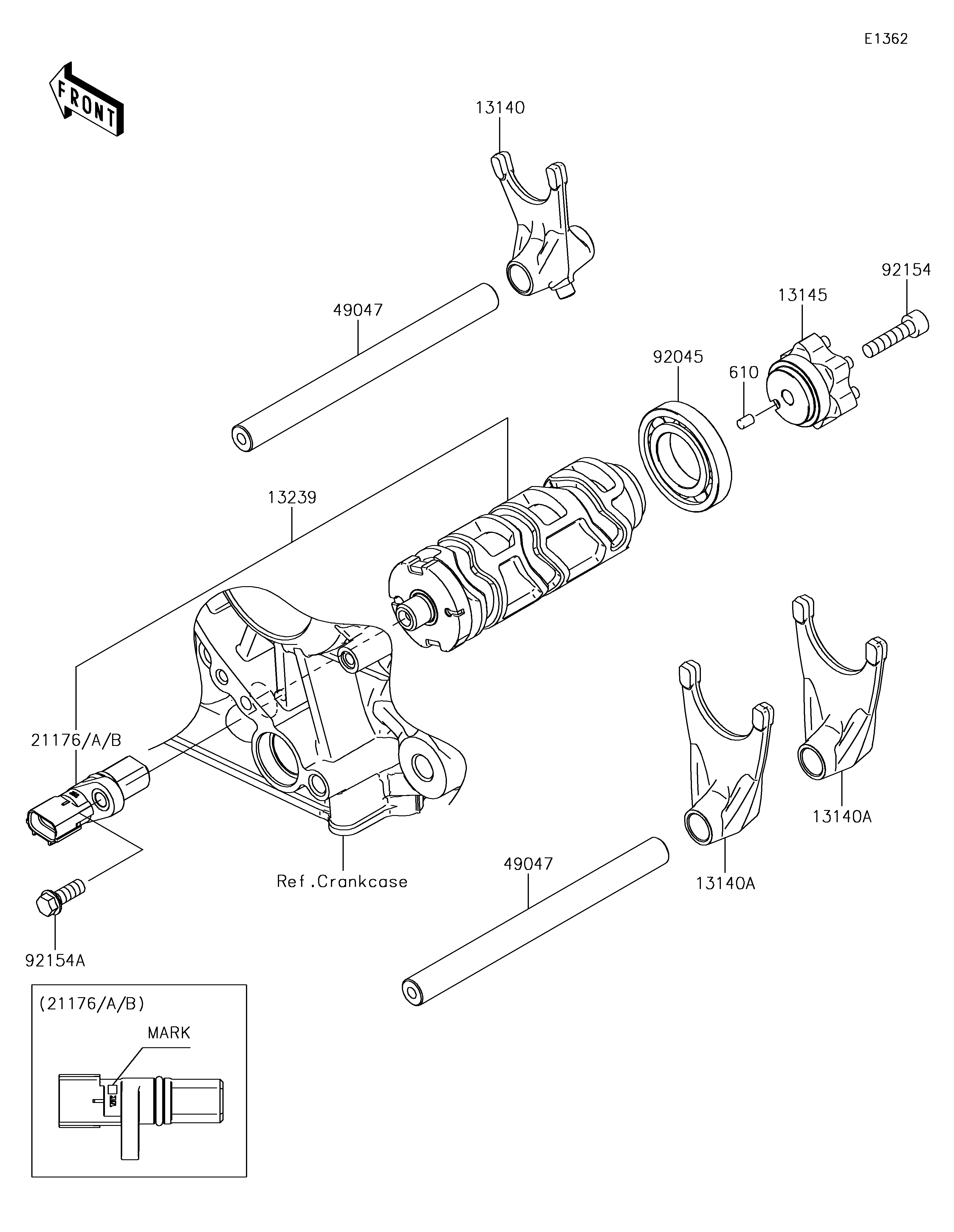 FOURCHETTEBARRILLET DE SELECTION POUR Z1000 ZR1000HNFNN GRIS 2022