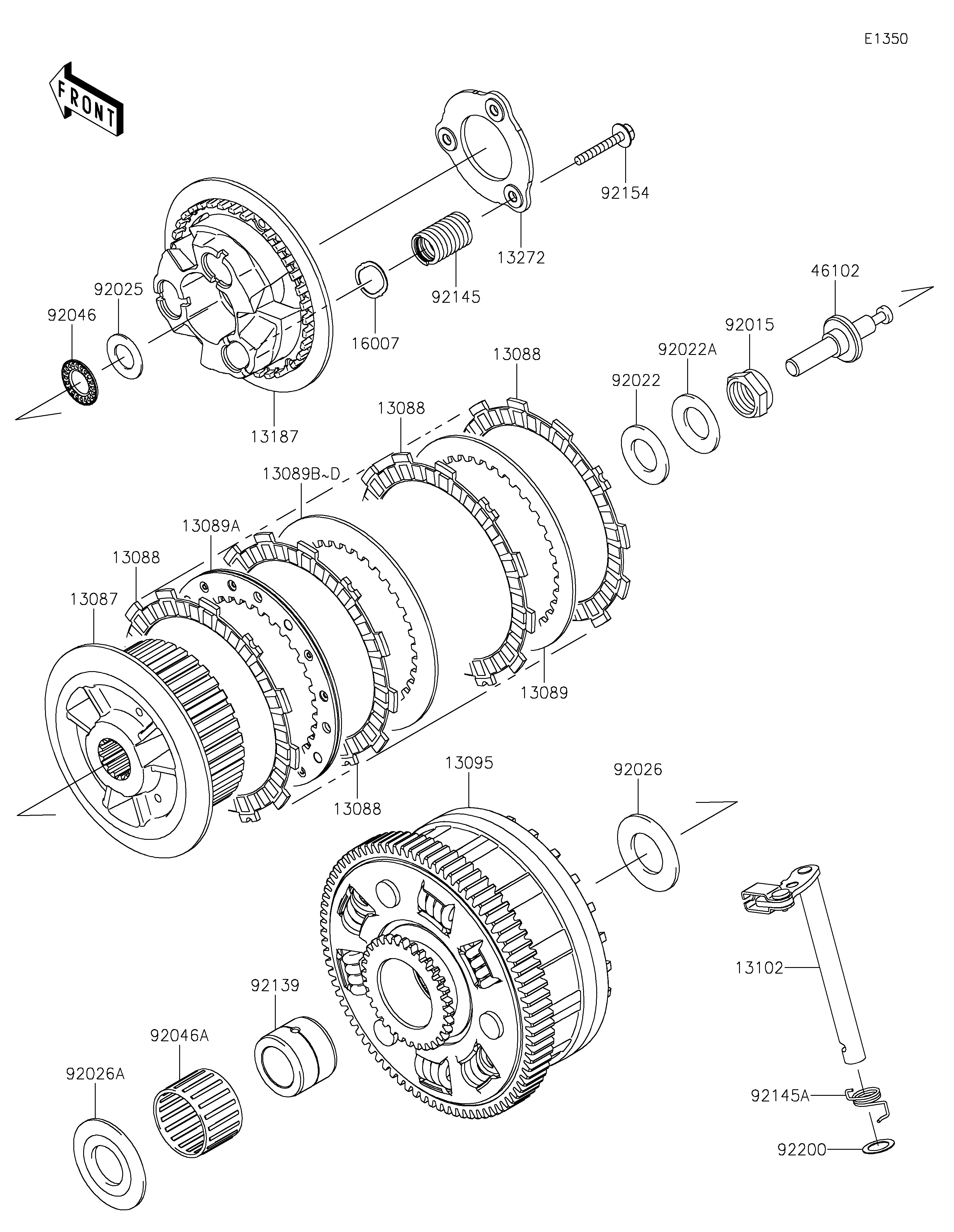 EMBRAYAGE POUR Z1000 ZR1000HJF VERT 2018