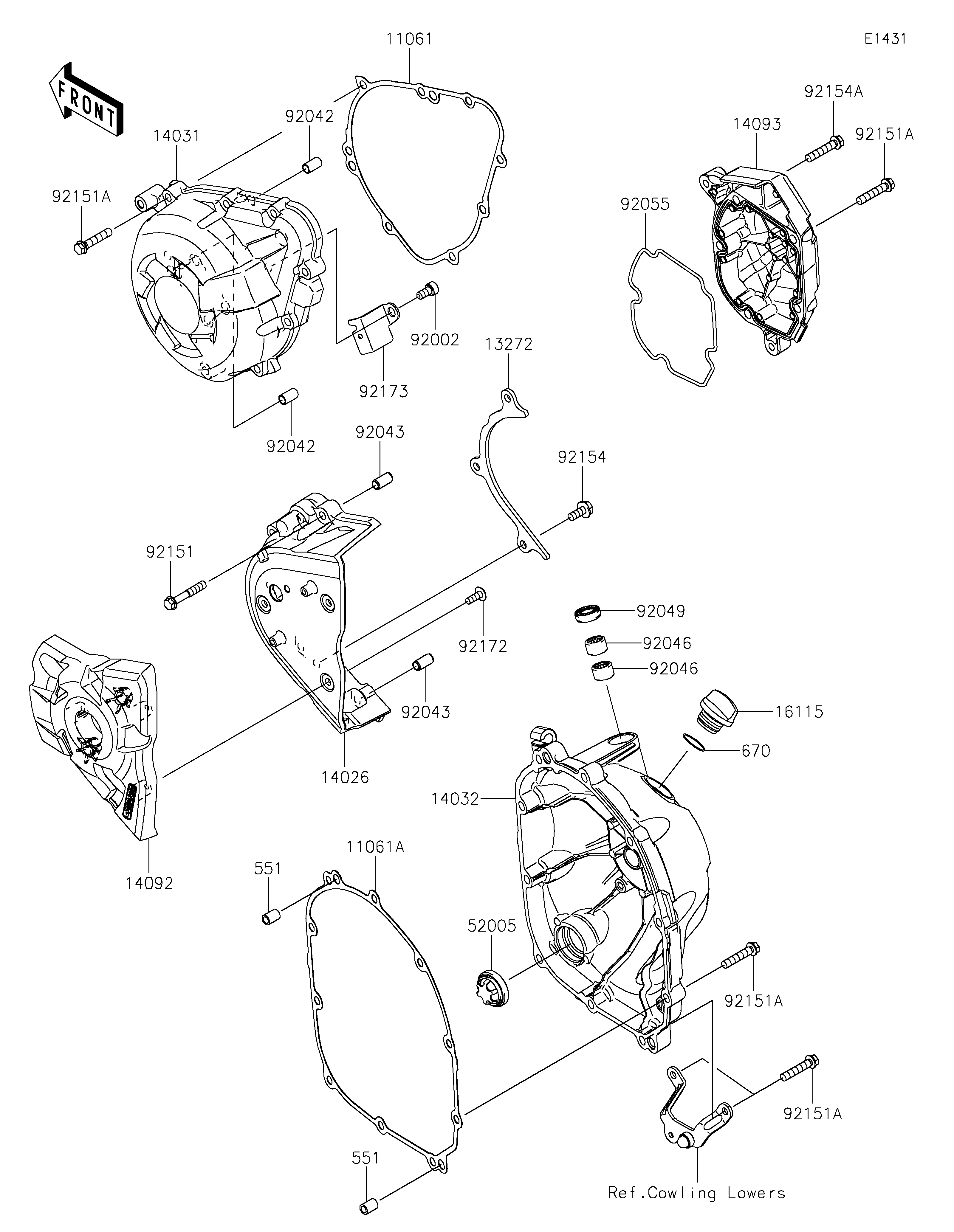 COUVERCLES MOTEUR POUR Z1000 R EDITION ZR1000JPFNN GRIS 2023