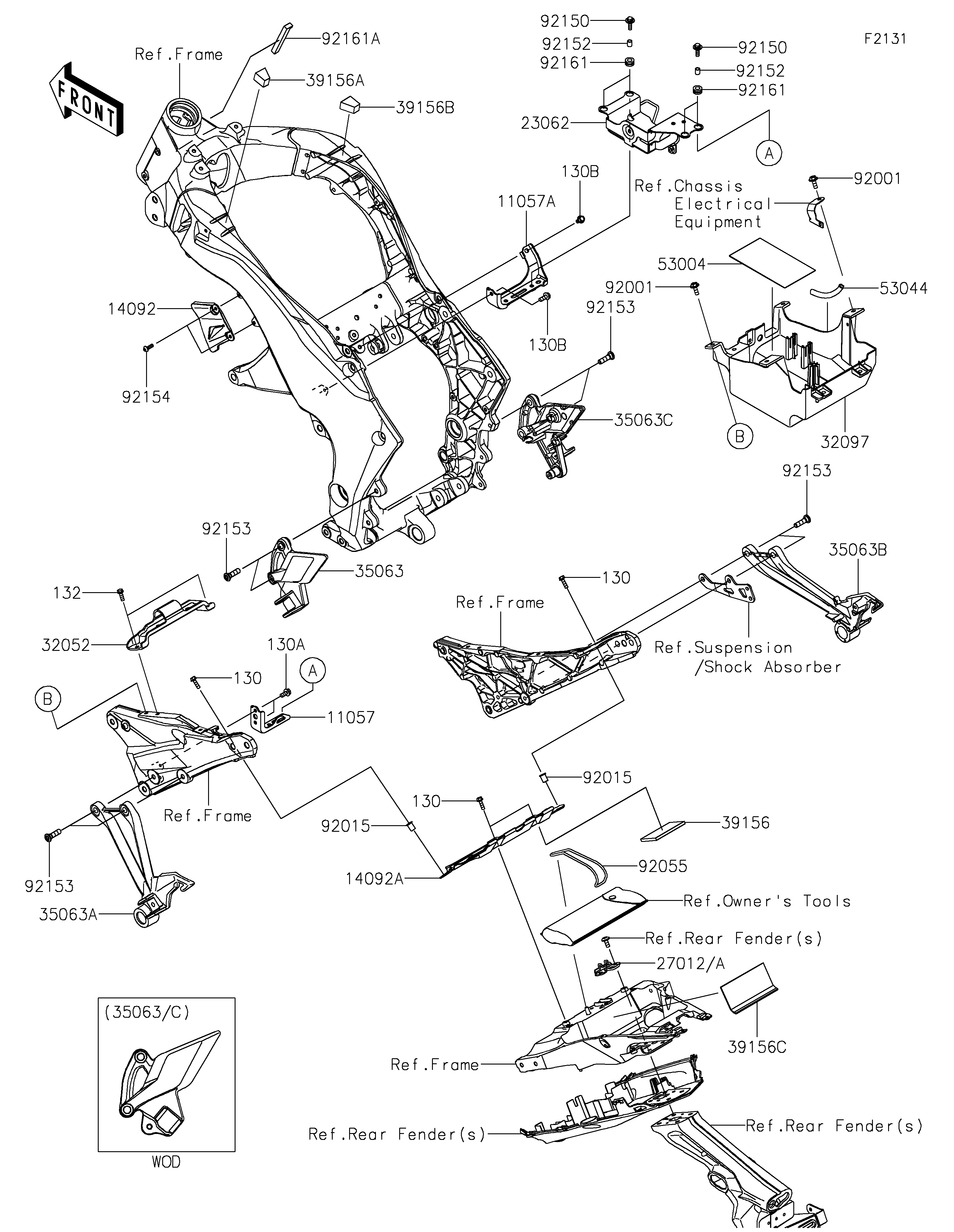 PIECE DE CADRE COUVERTURE POUR Z1000 ZR1000HJF VERT 2018