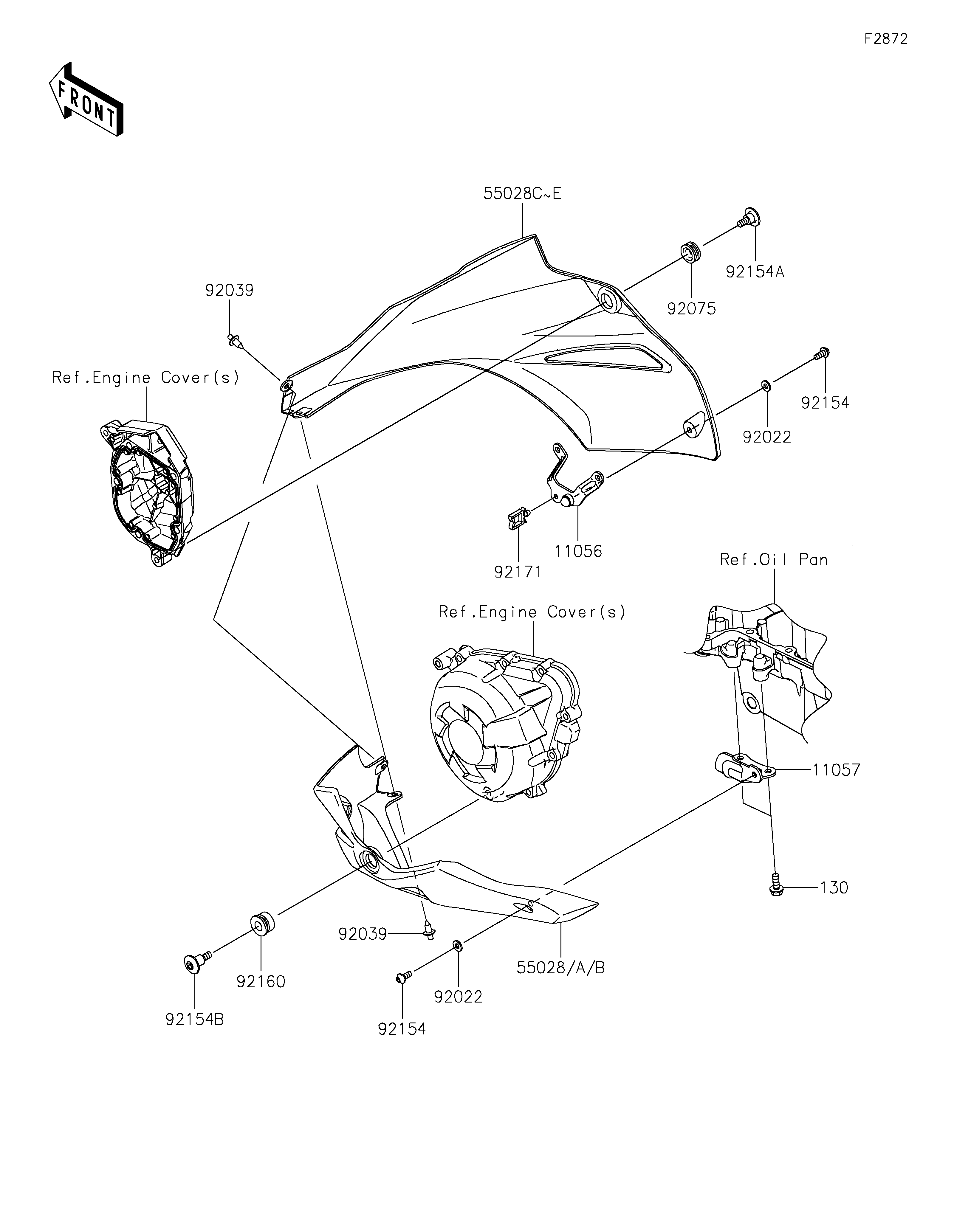 CARENAGE INFERIEUR POUR Z1000 ZR1000HJF VERT 2018