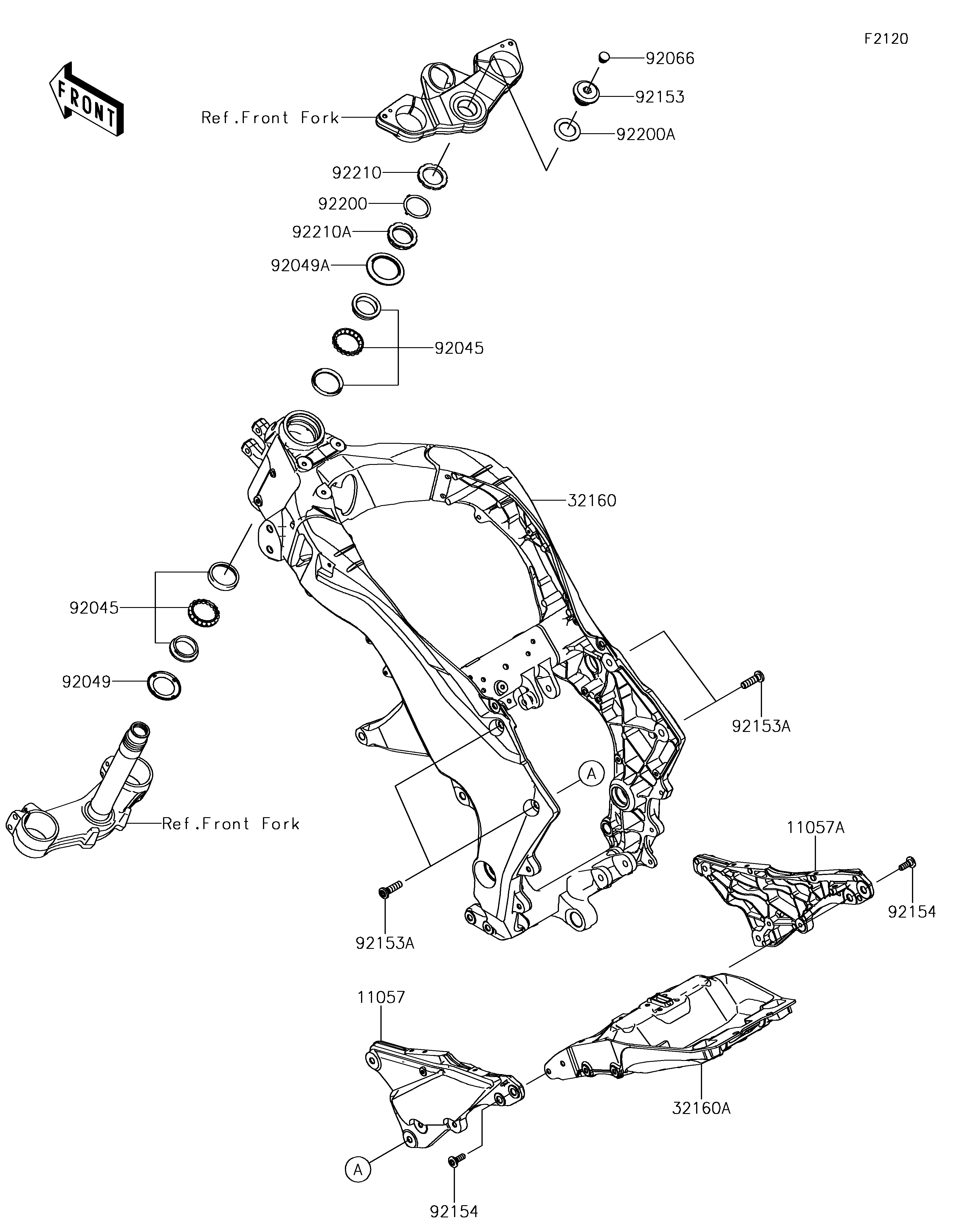 CHASSIS POUR Z1000SX ZX1000WHF VERT 2017