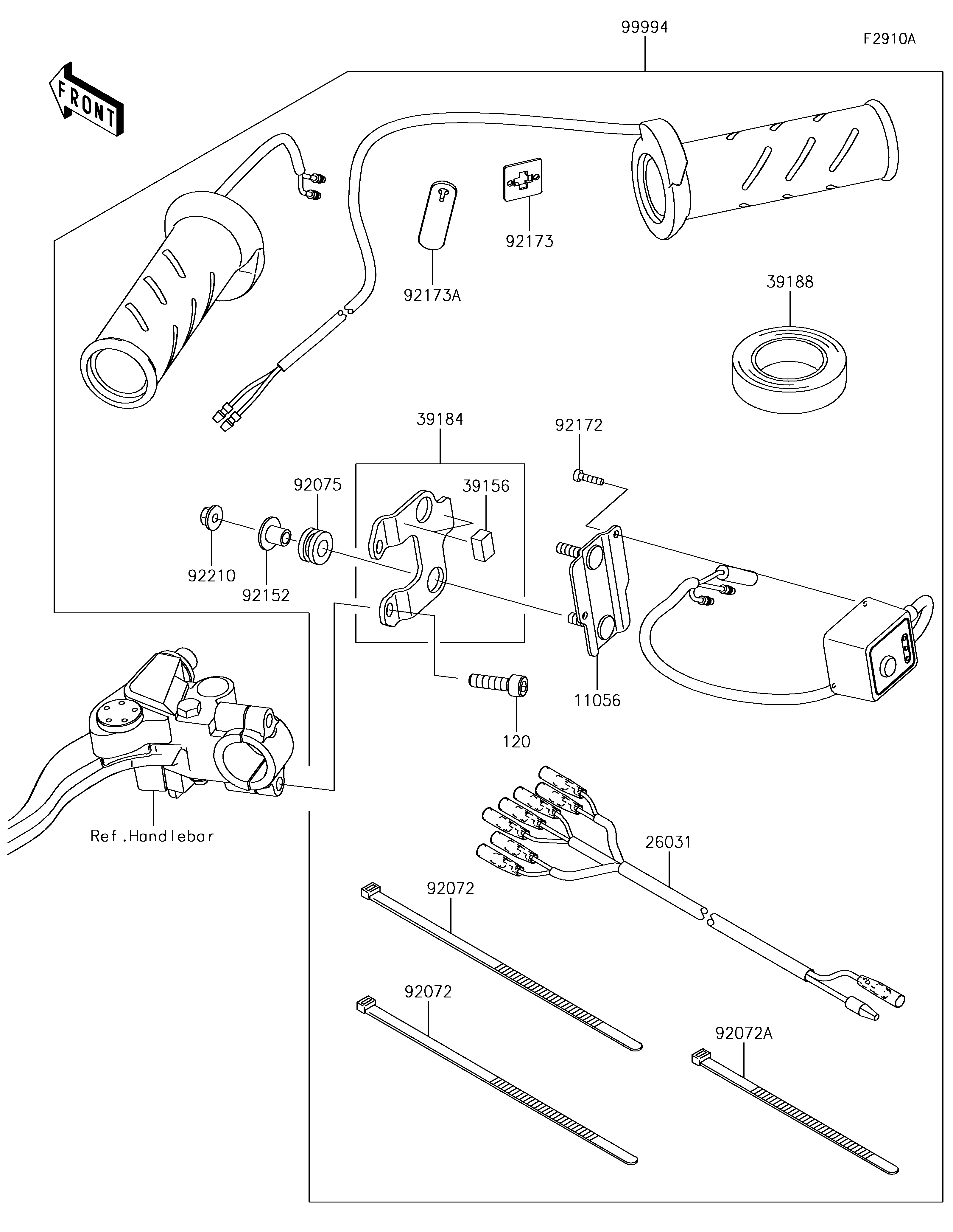 ACCESSOIRE POIGNEES CHAUFFANTES POUR Z1000SX ZX1000WHF VERT 2017