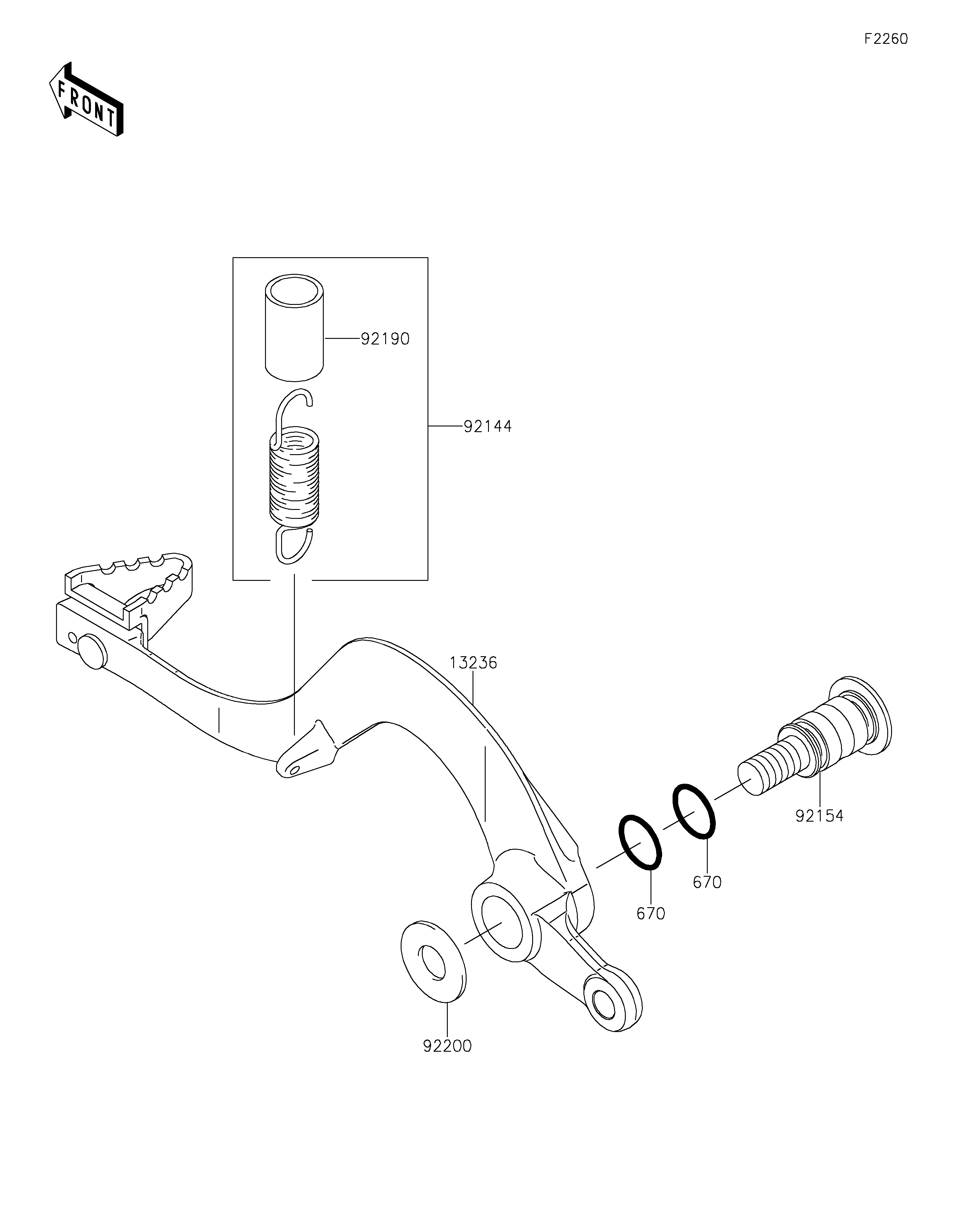 PEDALE DE FREIN POUR KLX450R KLX450AJF VERT 2018 EUROPE