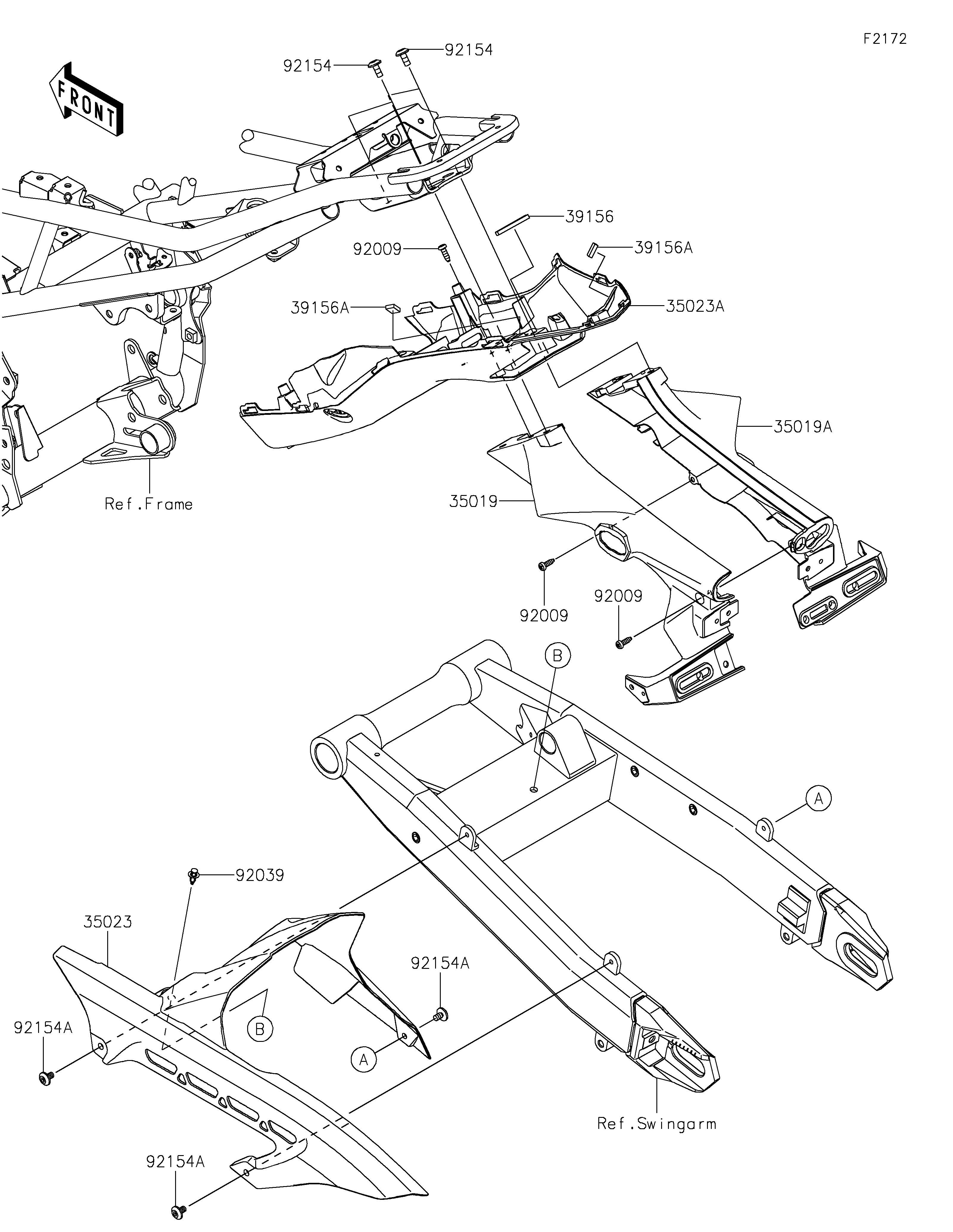 GARDE BOUE ARRIERE POUR Z900 ZR900DJF VERT MAT 2018