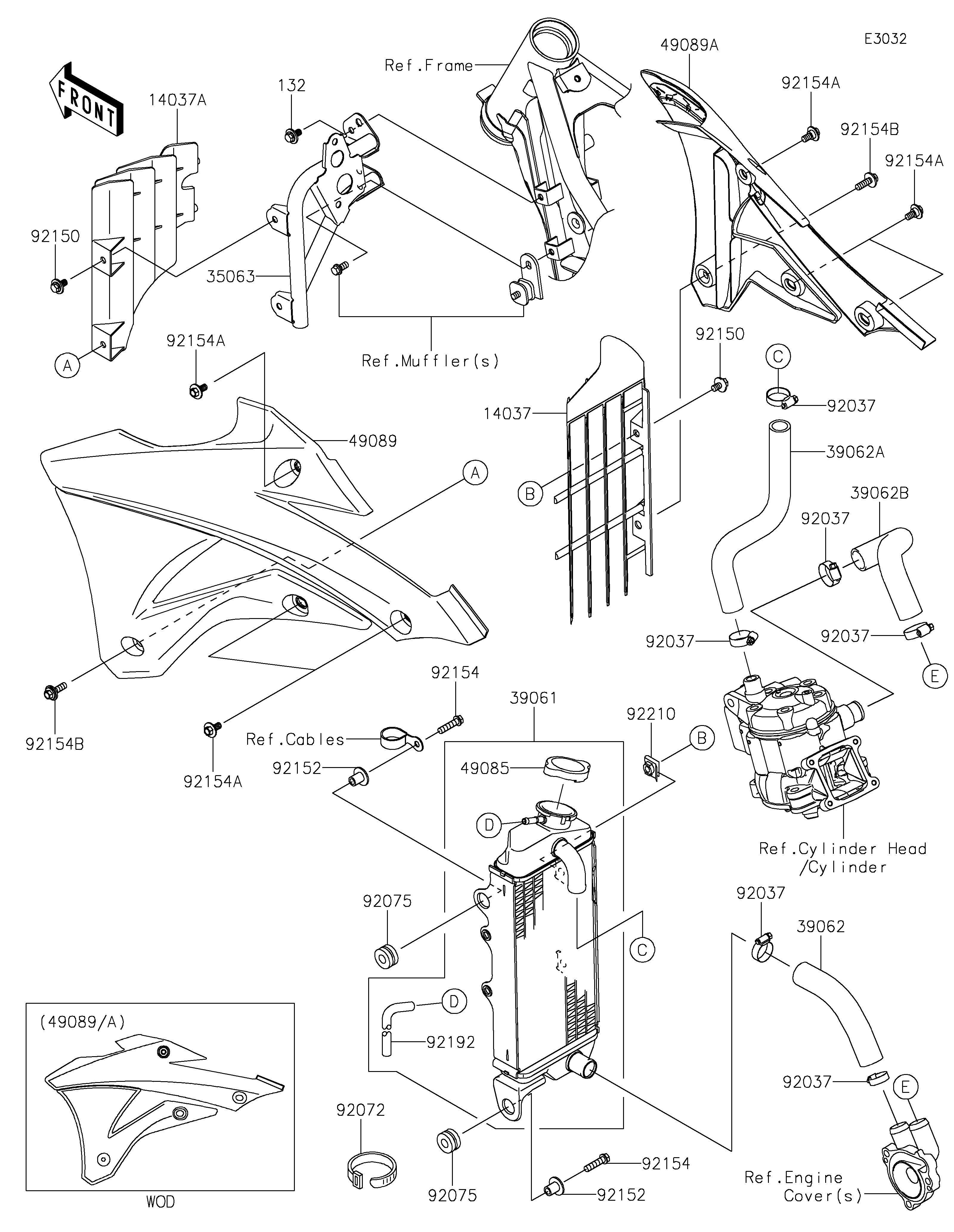 RADIATEUR POUR KX85 KX85CKF VERT 2019 EUROPE
