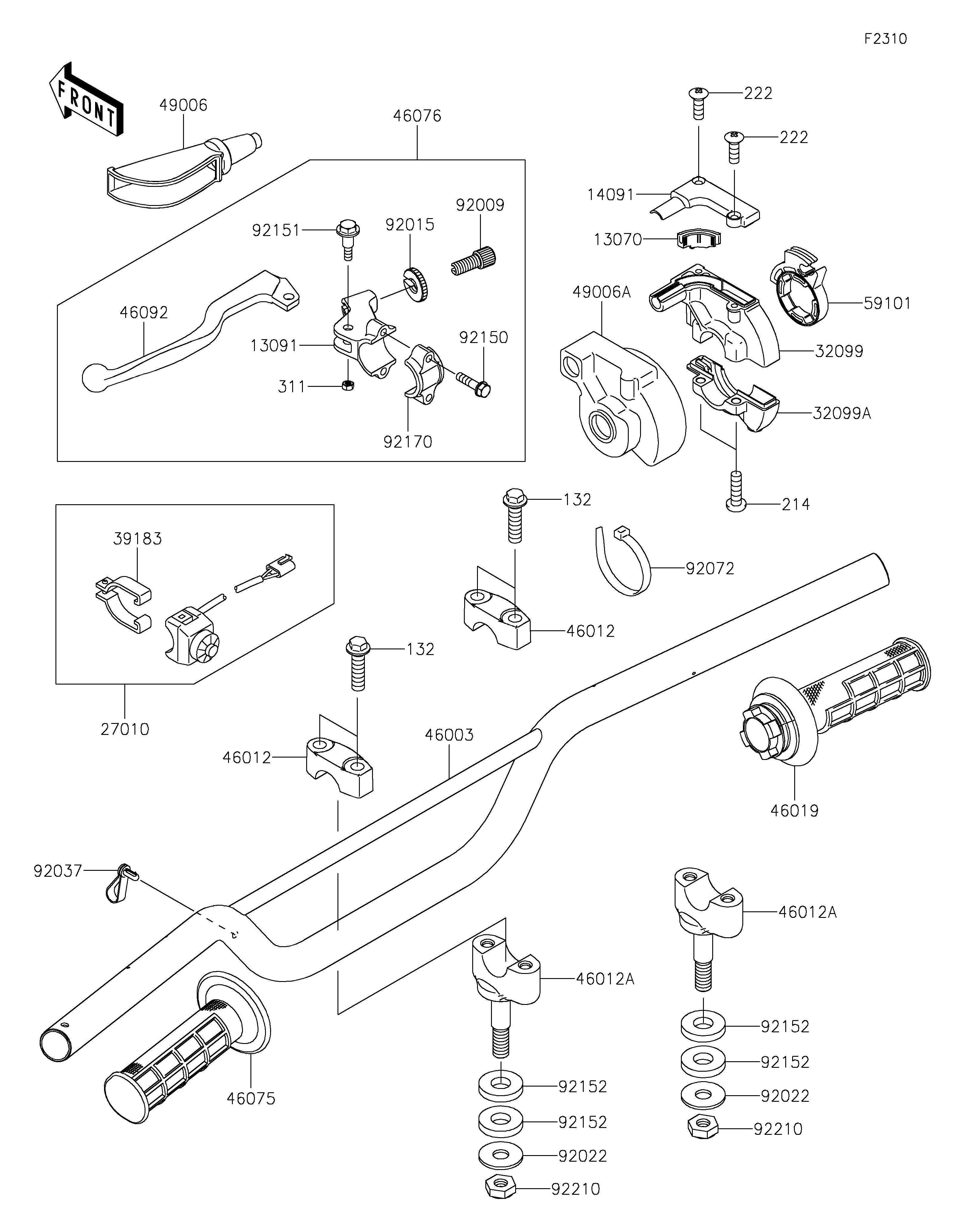GUIDON POUR KX85 II KX85DMFNN VERT 2021 EUROPE