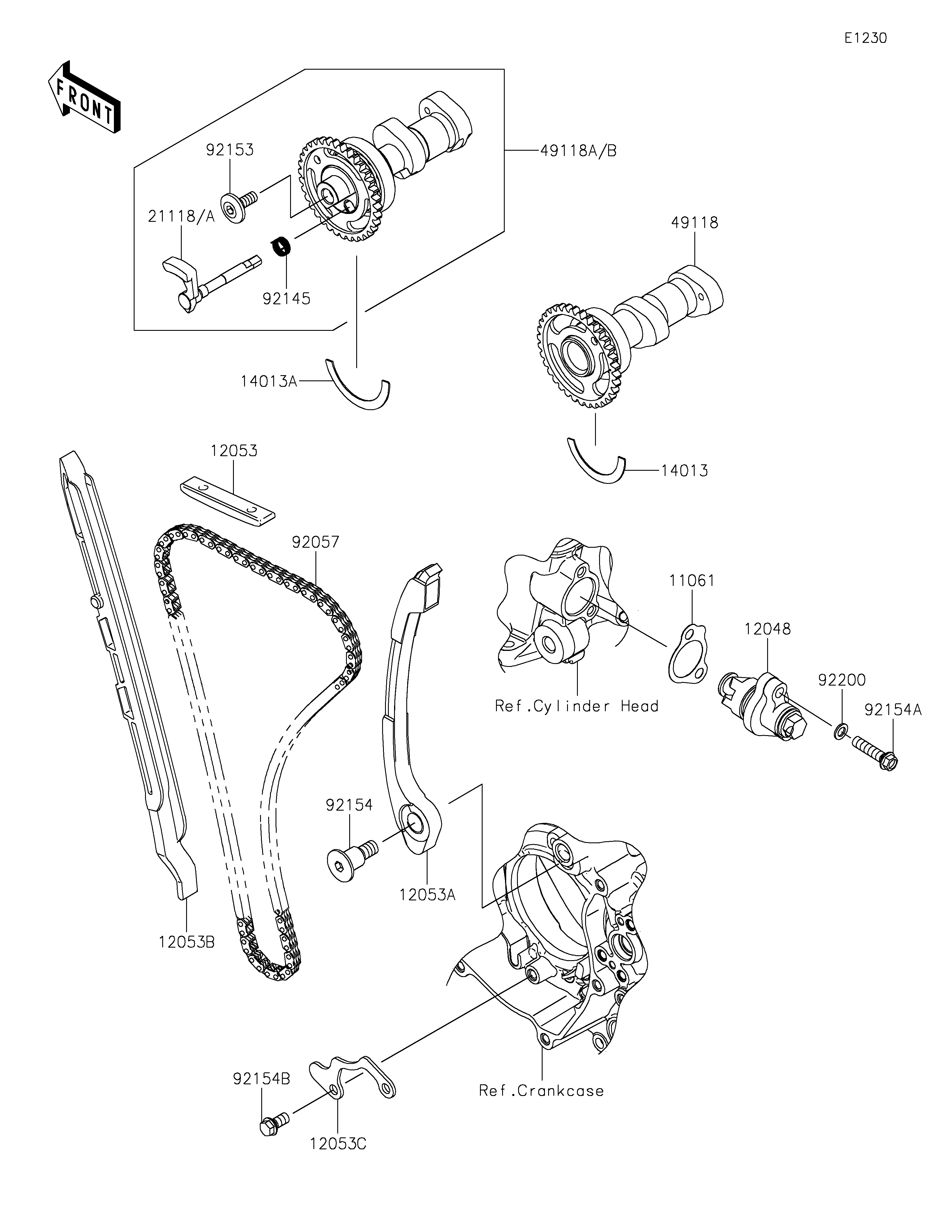 ARBRE A CAMETENDEUR POUR KX450 KX450JKF VERT 2019 EUROPE