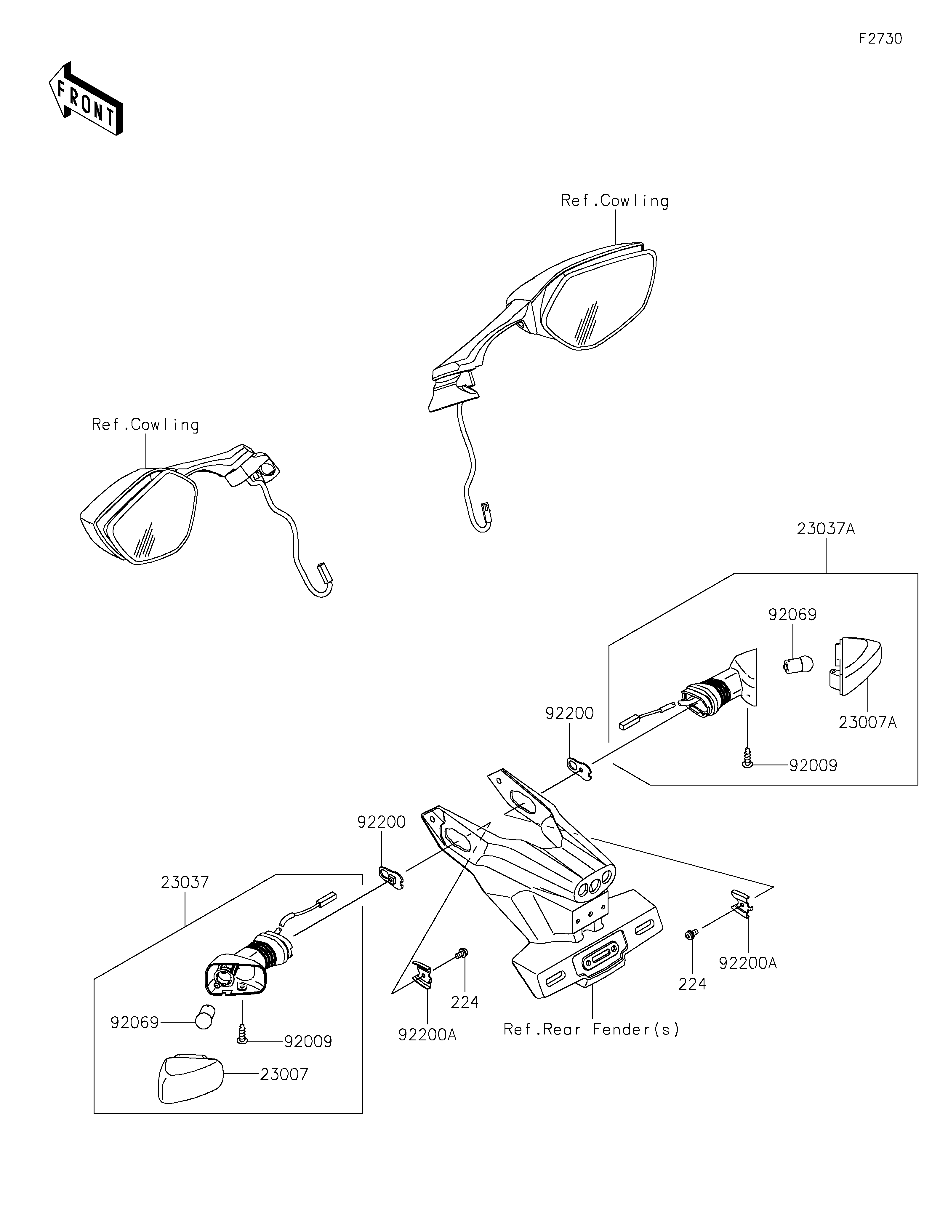 CLIGNOTANTS POUR NINJA ZX 10R SE ZX1002HKF GRIS 2019