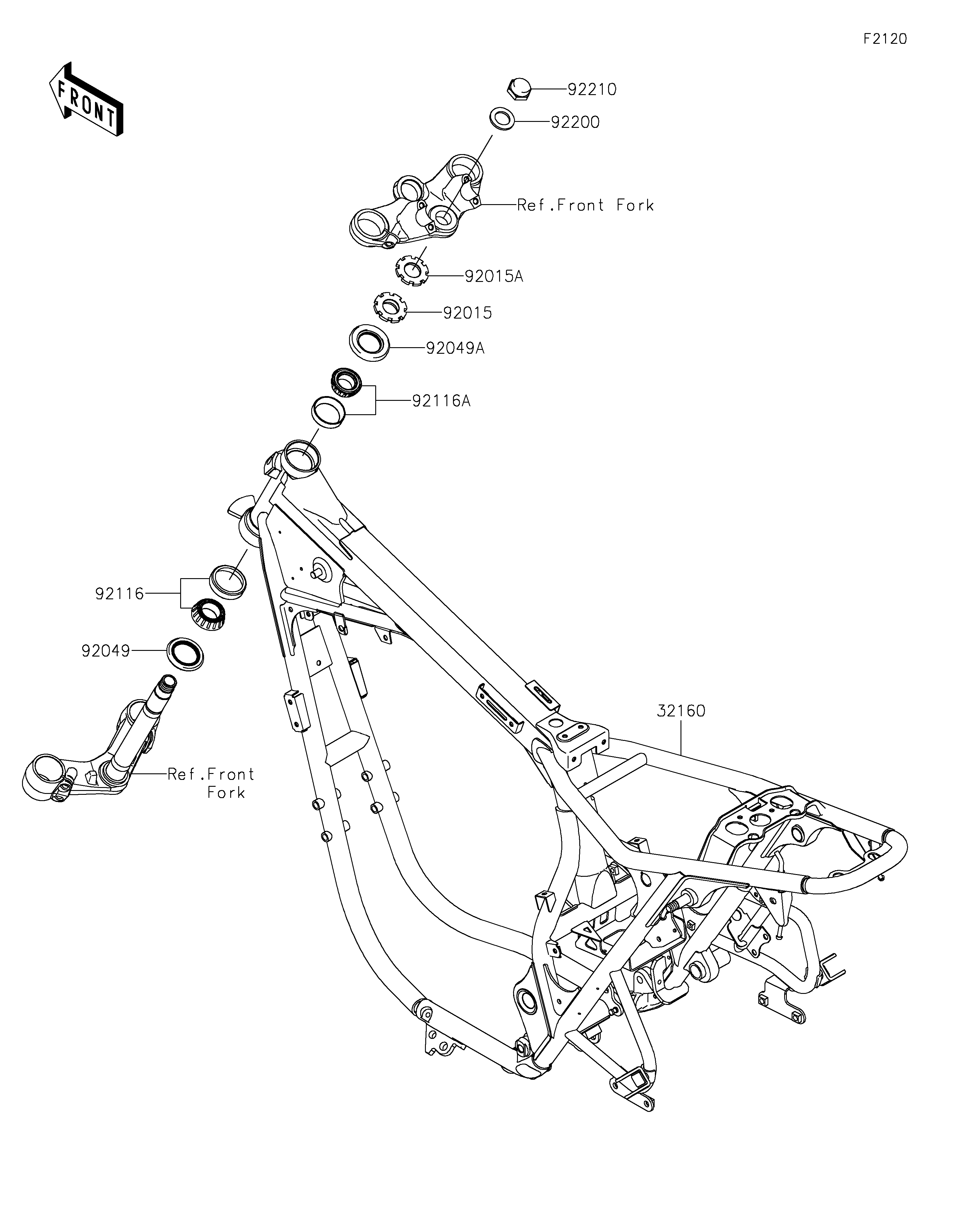 CHASSIS POUR W800 STREET EJ800BLF NOIR 2020