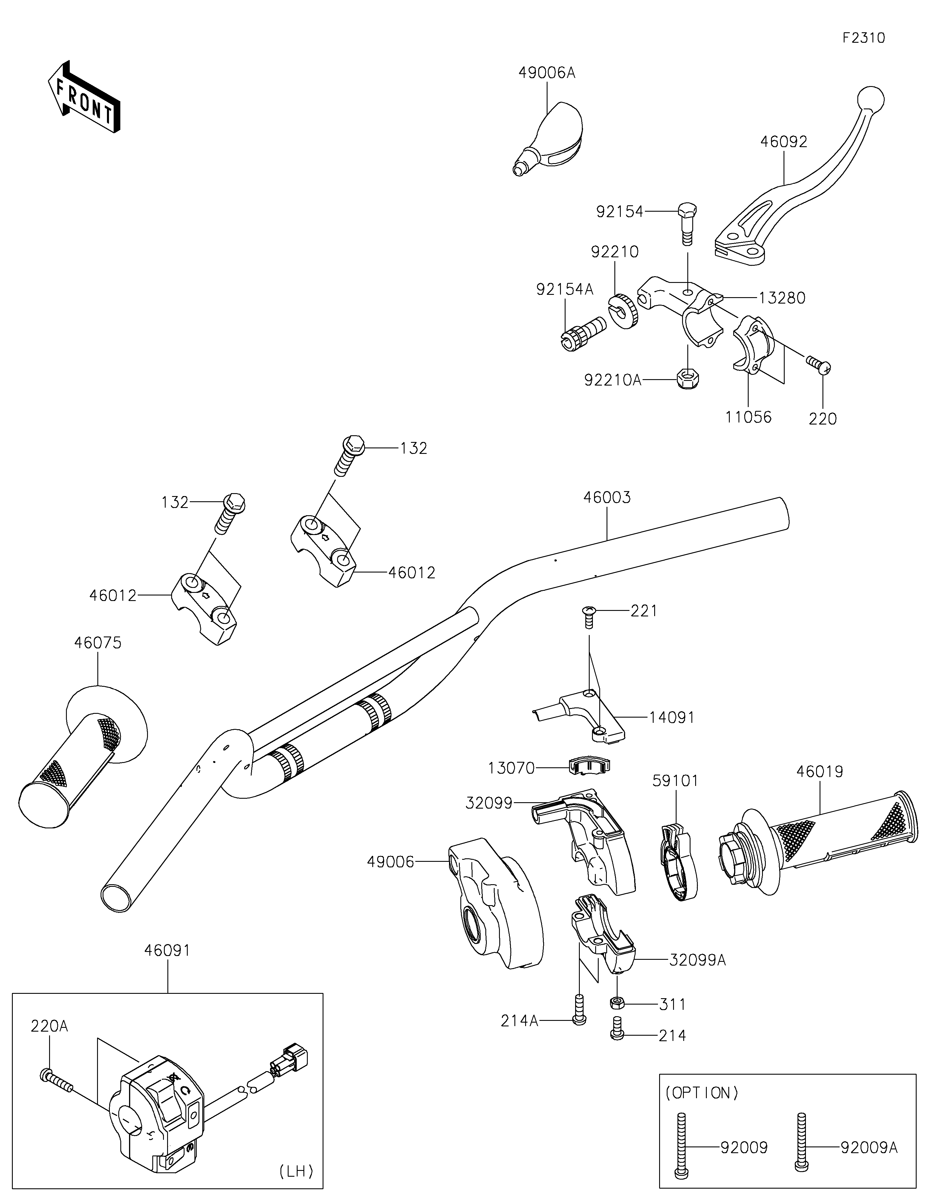 GUIDON POUR KLX110 KLX110CFF VERT 2015 EUROPE