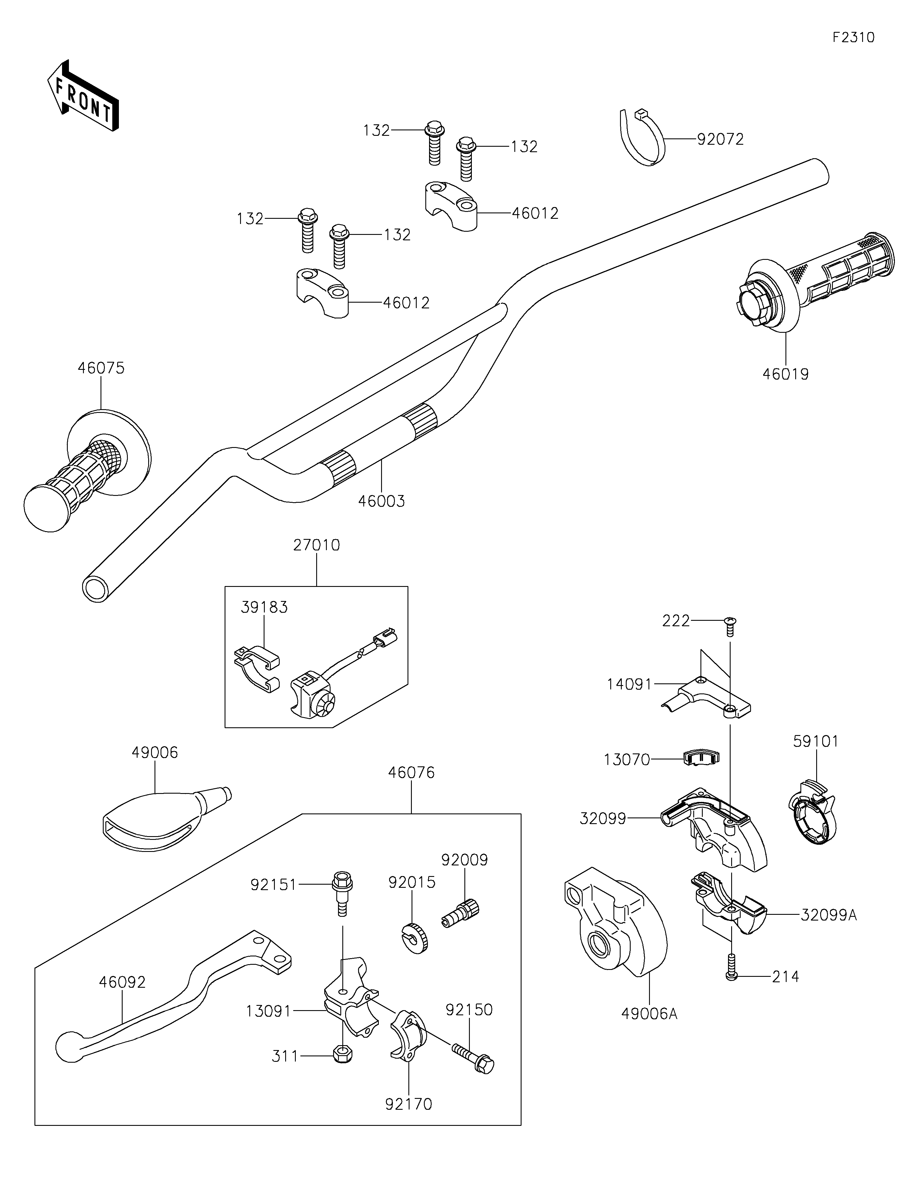 GUIDON POUR KX65 KX65ALF VERT 2020 EUROPE