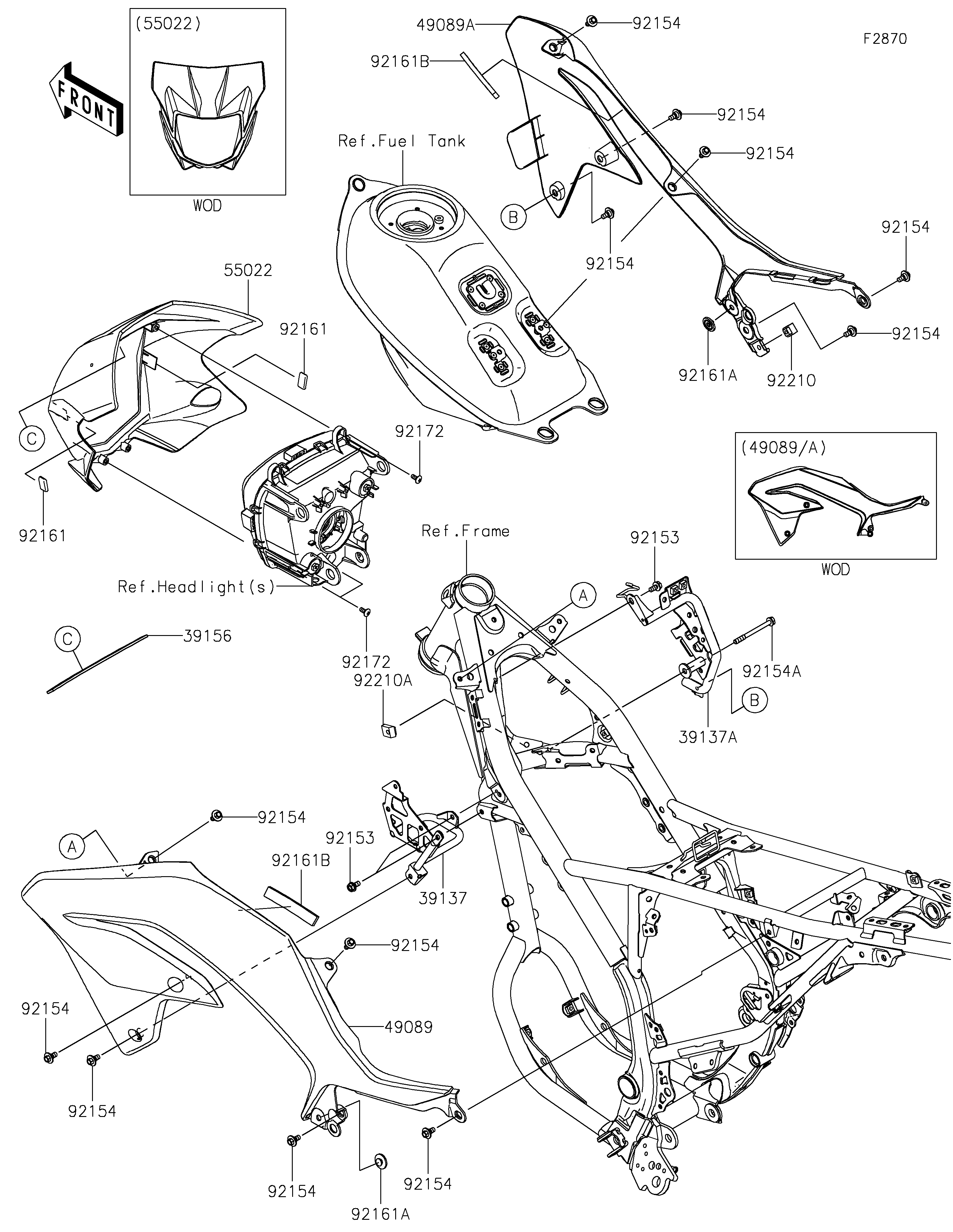 CARENAGE POUR KLX230 KLX230ALF NOIR 2020