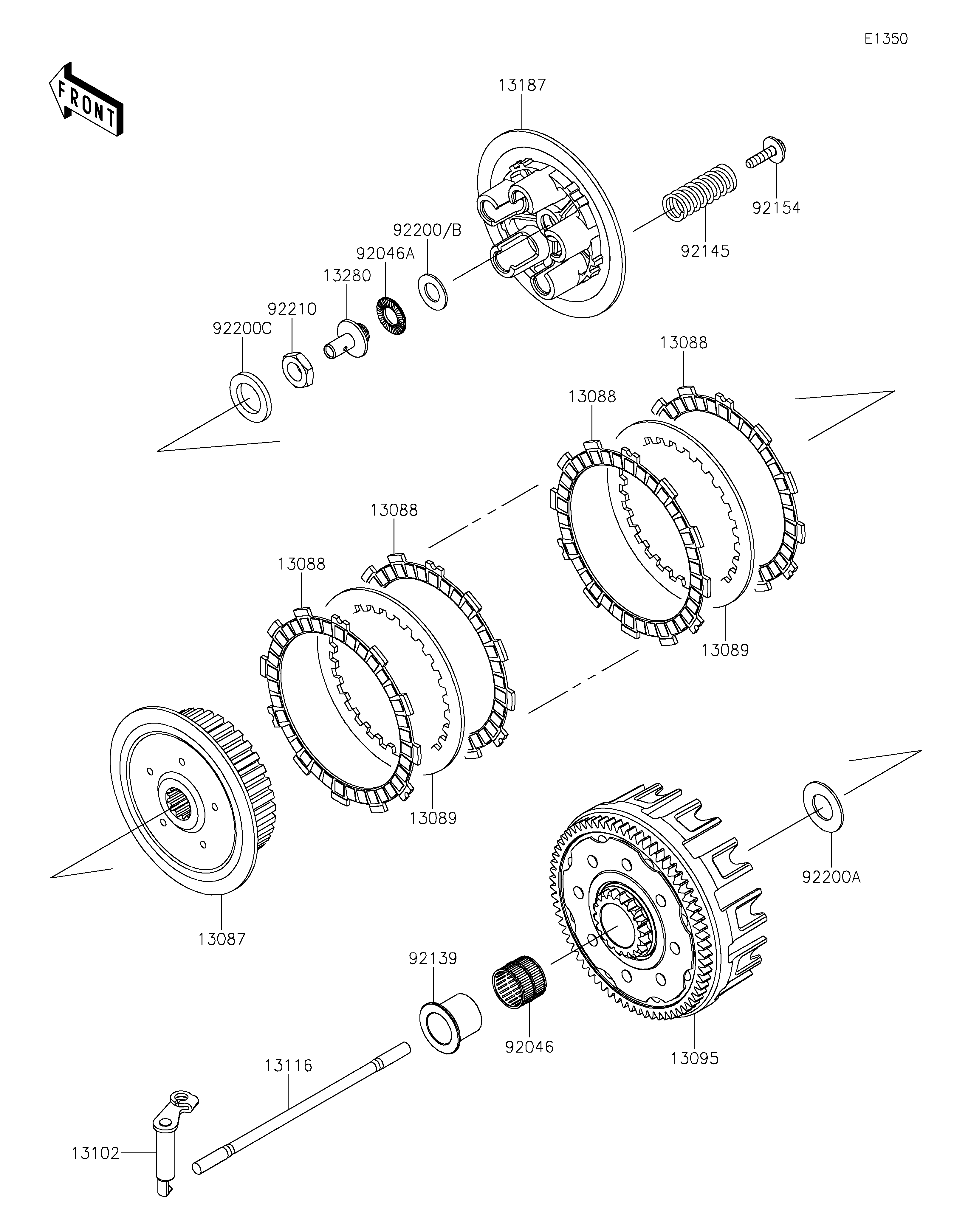 EMBRAYAGE POUR KX250 KX252AJF VERT 2018 EUROPE