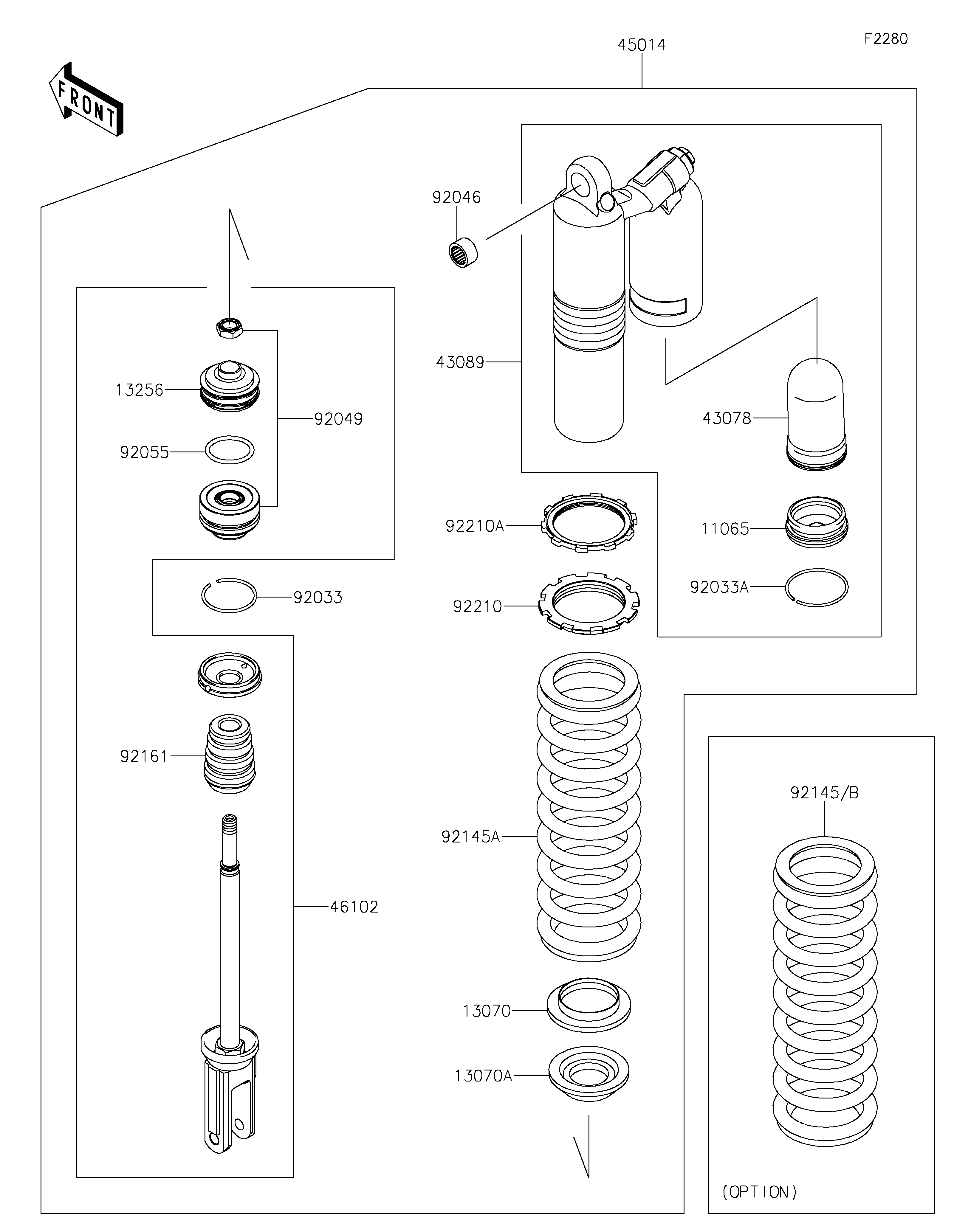 AMORTISSEUR POUR KX250 KX252BLF VERT 2020 EUROPE