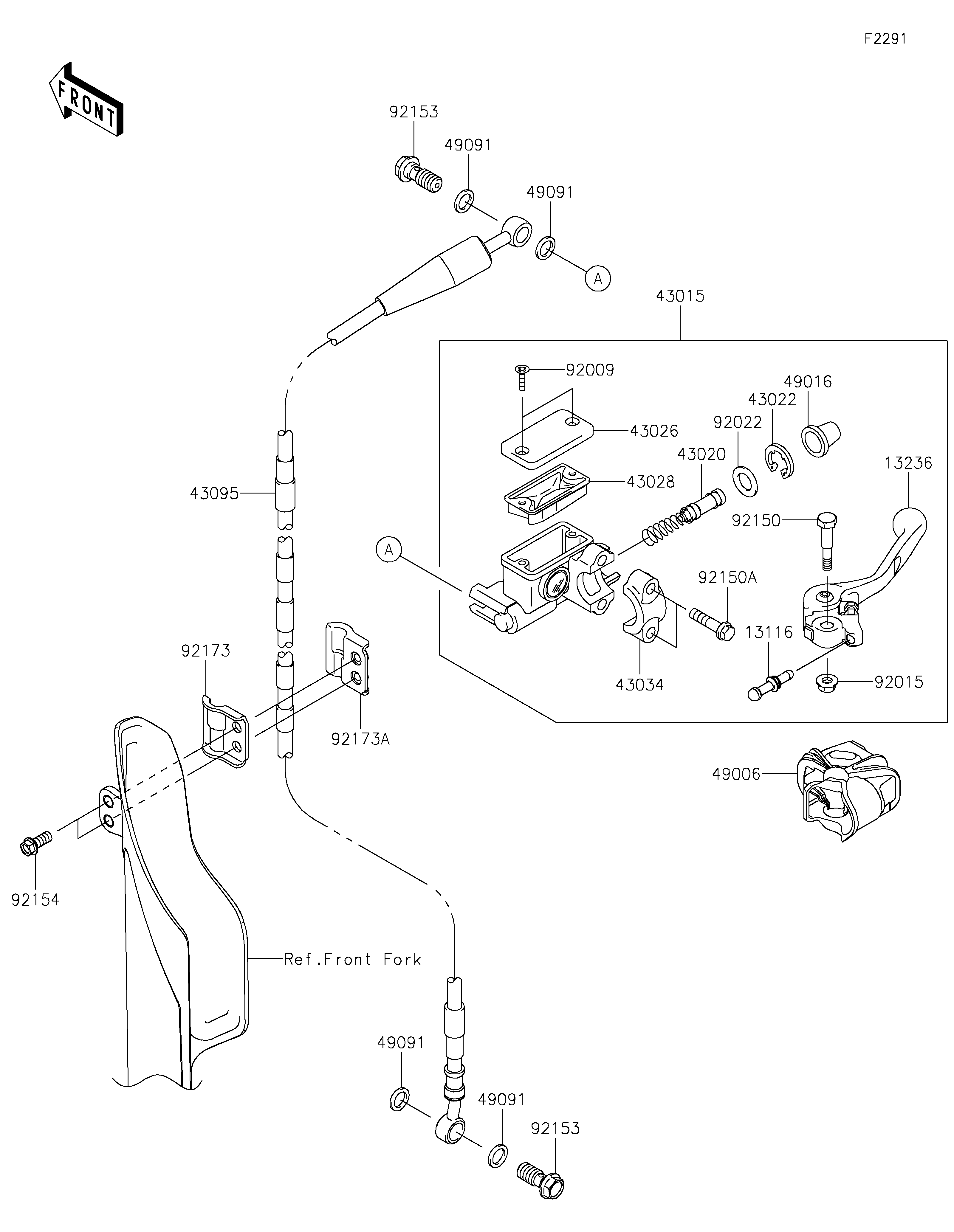 MAITRE CYLINDRE AV POUR KX250 KX252BLF VERT 2020 EUROPE