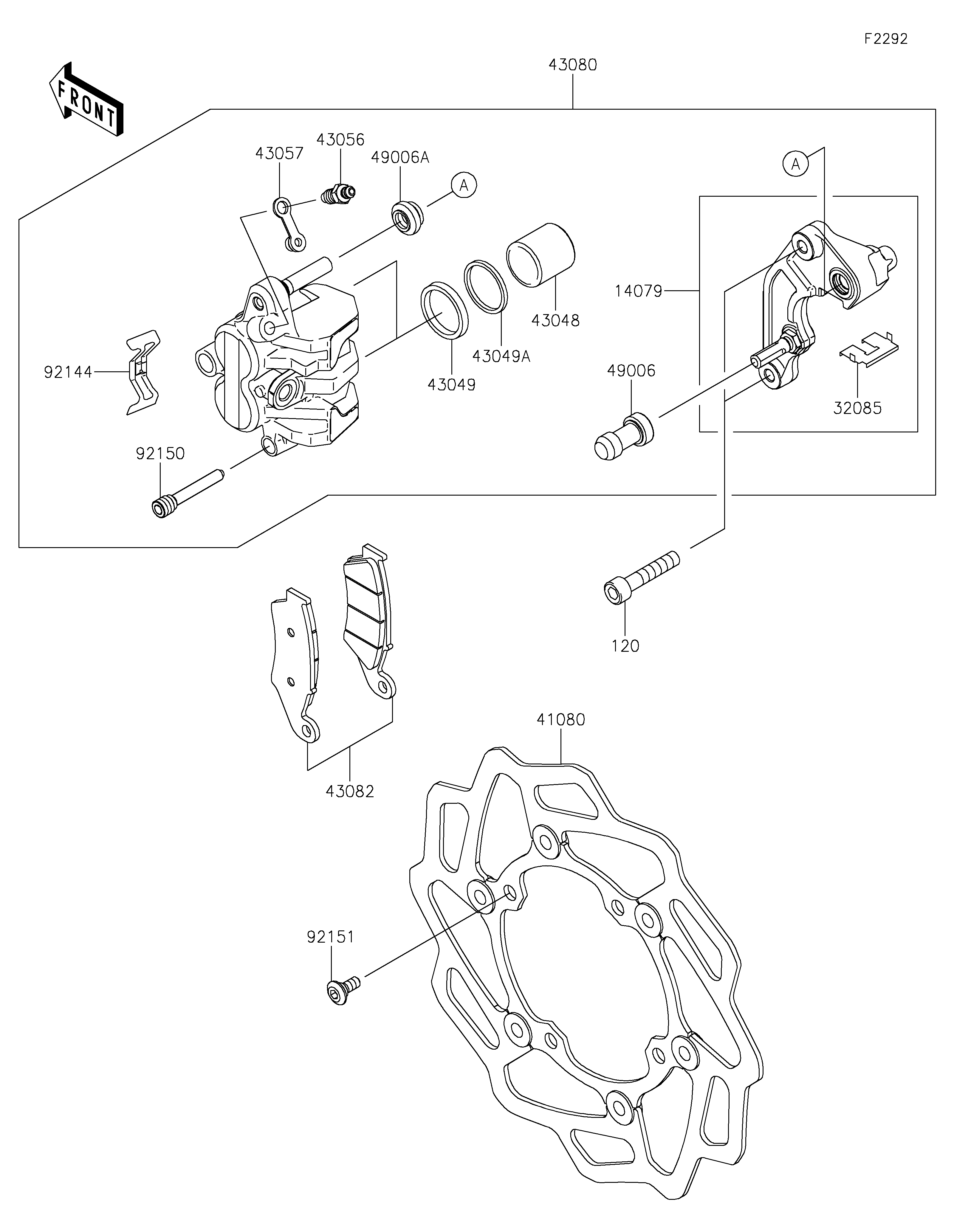 FREIN AVANT POUR KX250 KX252BLF VERT 2020 EUROPE