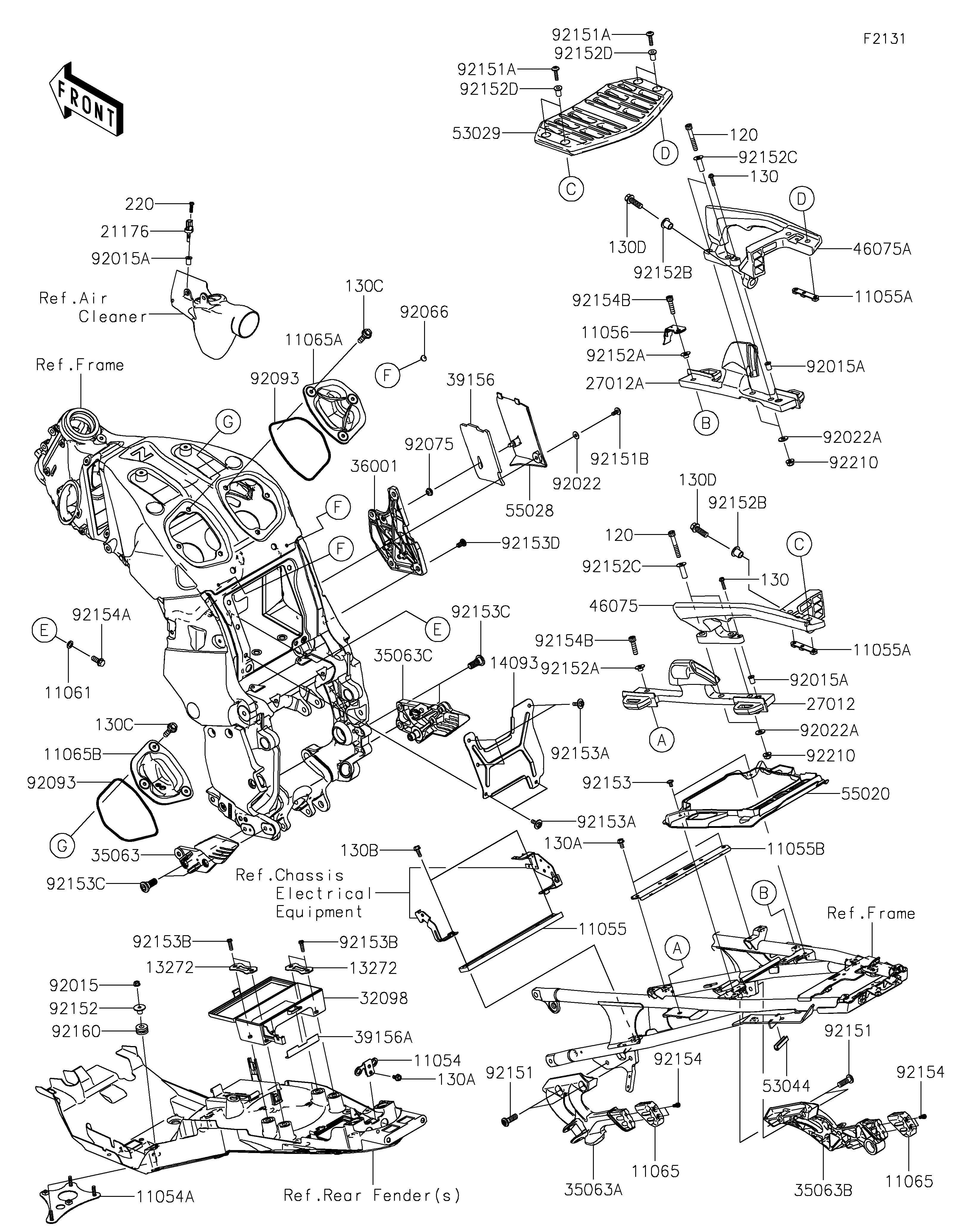 PIECE DE CADRE COUVERTURE POUR 1400GTR ZG1400ELF TITANE 2020
