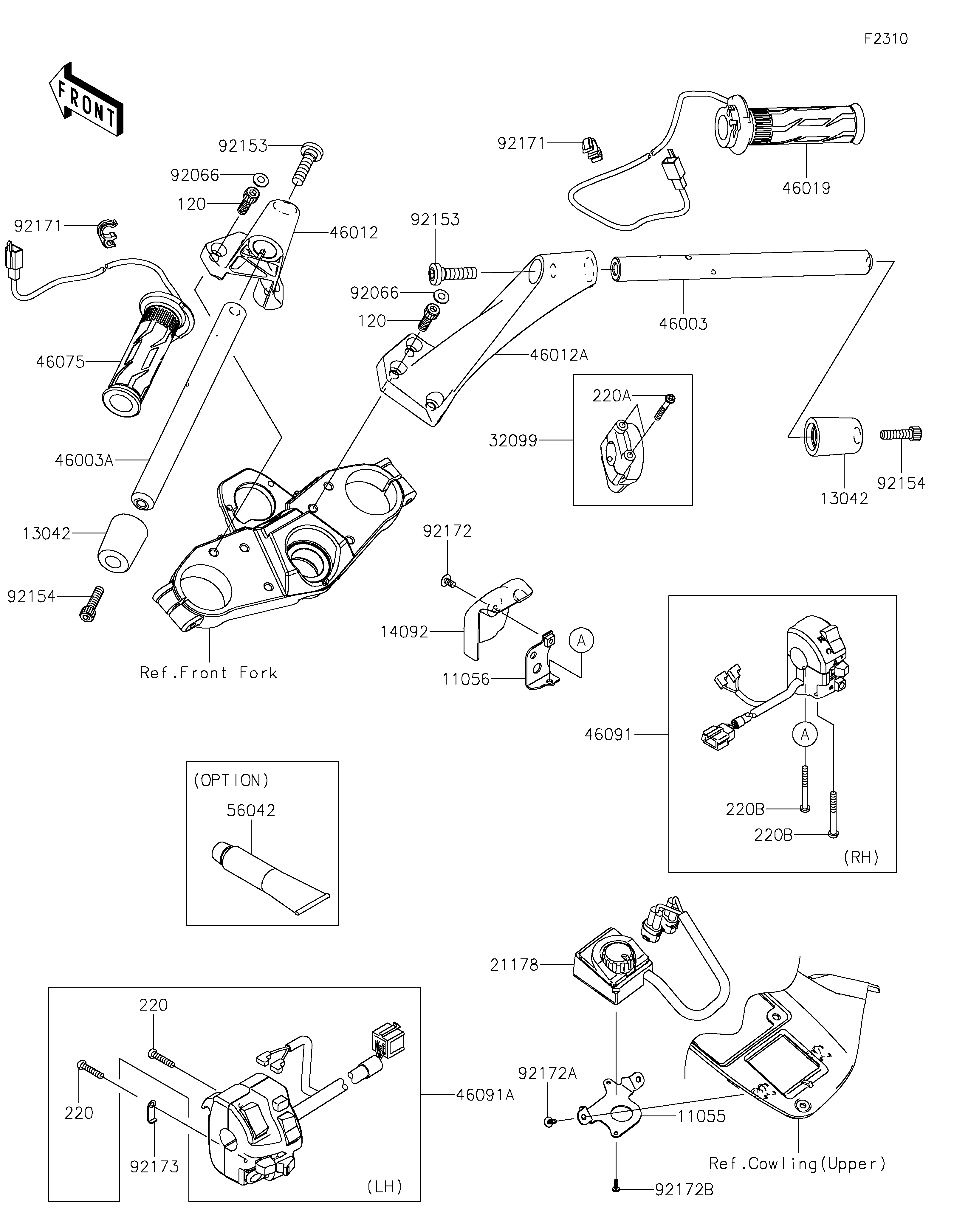 GUIDON POUR 1400GTR ABS ZG1400EFF GRIS 2015