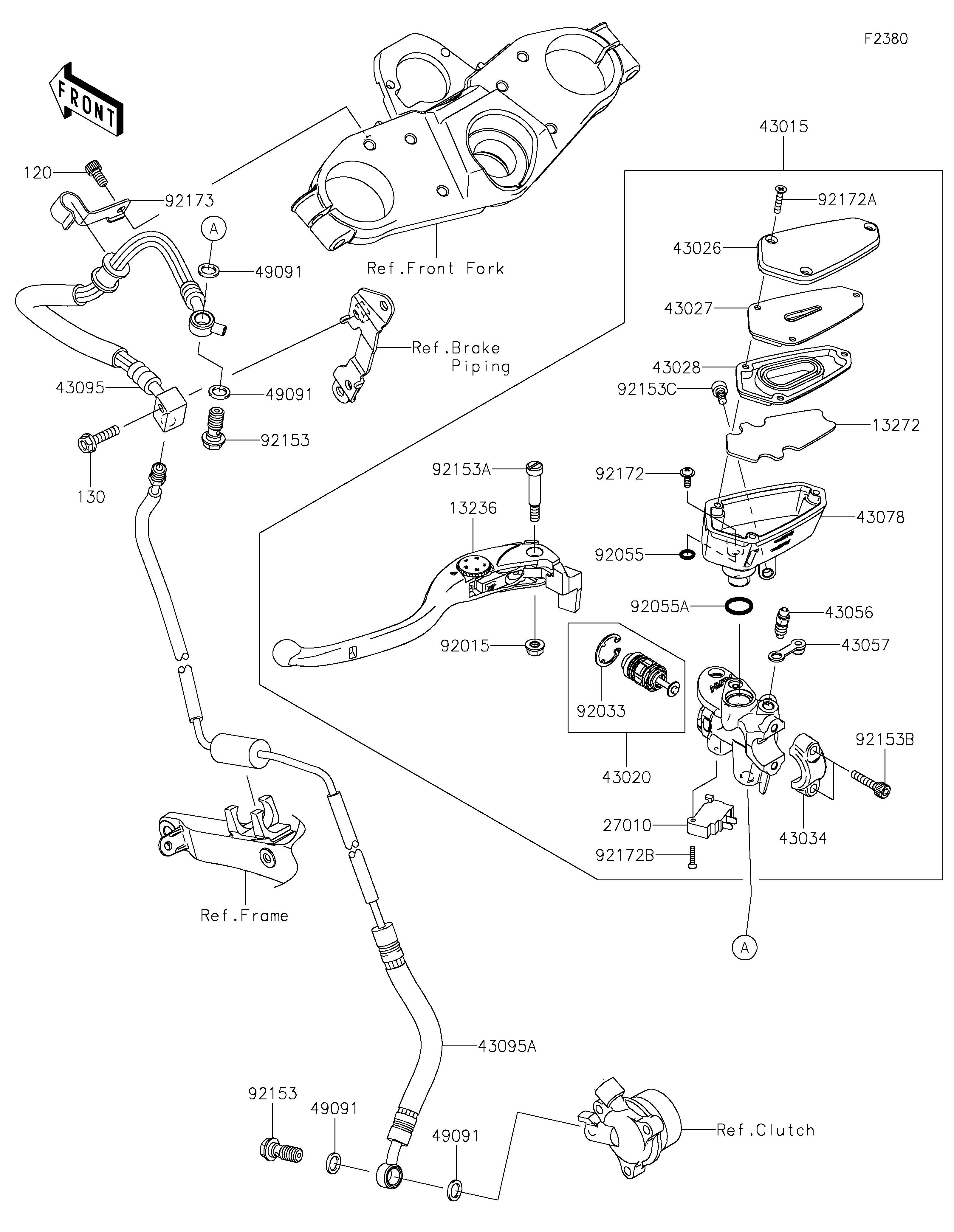 EMBRAYAGE MAITRE CYLINDRE POUR 1400GTR ABS ZG1400EFF GRIS 2015