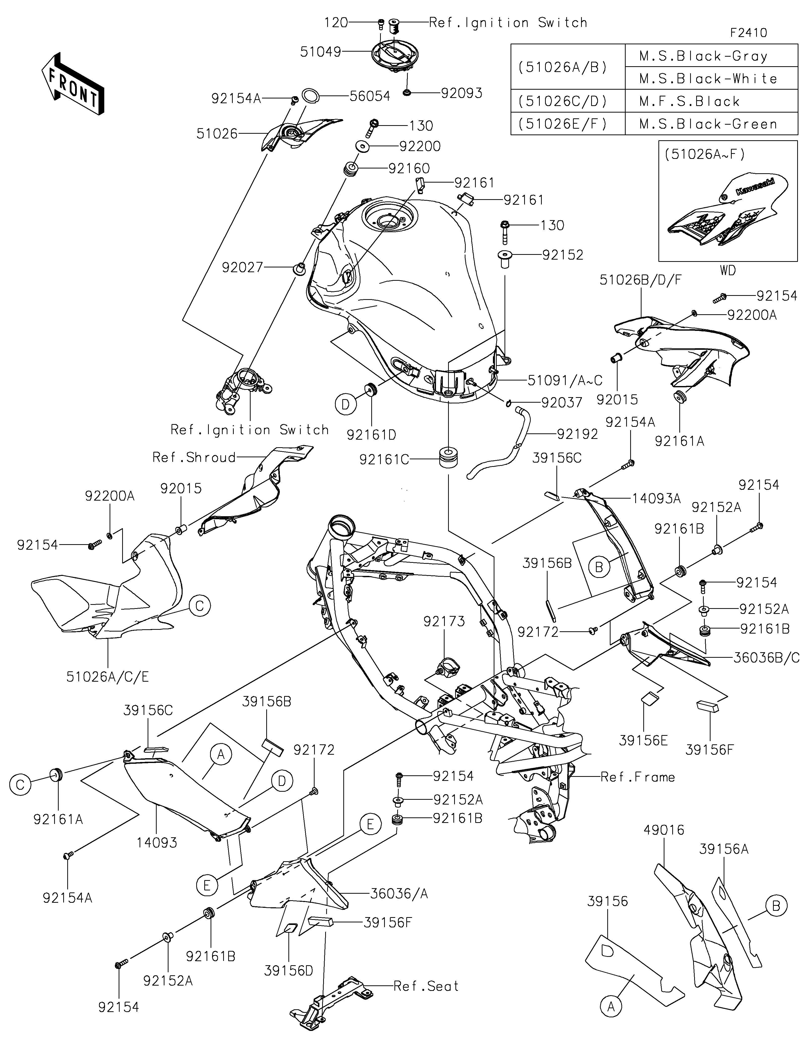 RESERVOIR CARBURANT POUR Z900 ZR900FLF BLANC 2020