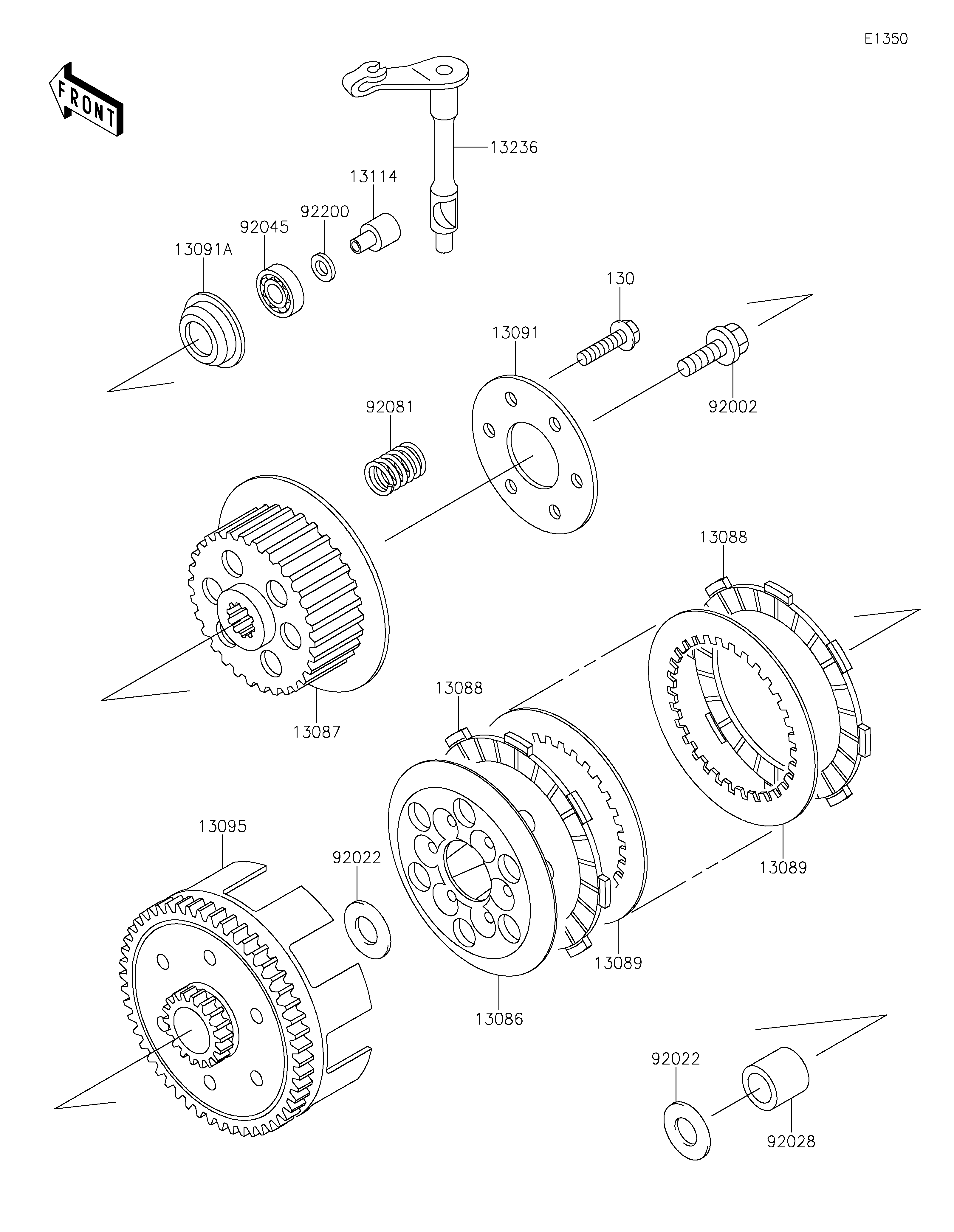 EMBRAYAGE POUR KX65 KX65CMFNN VERT 2021 EUROPE