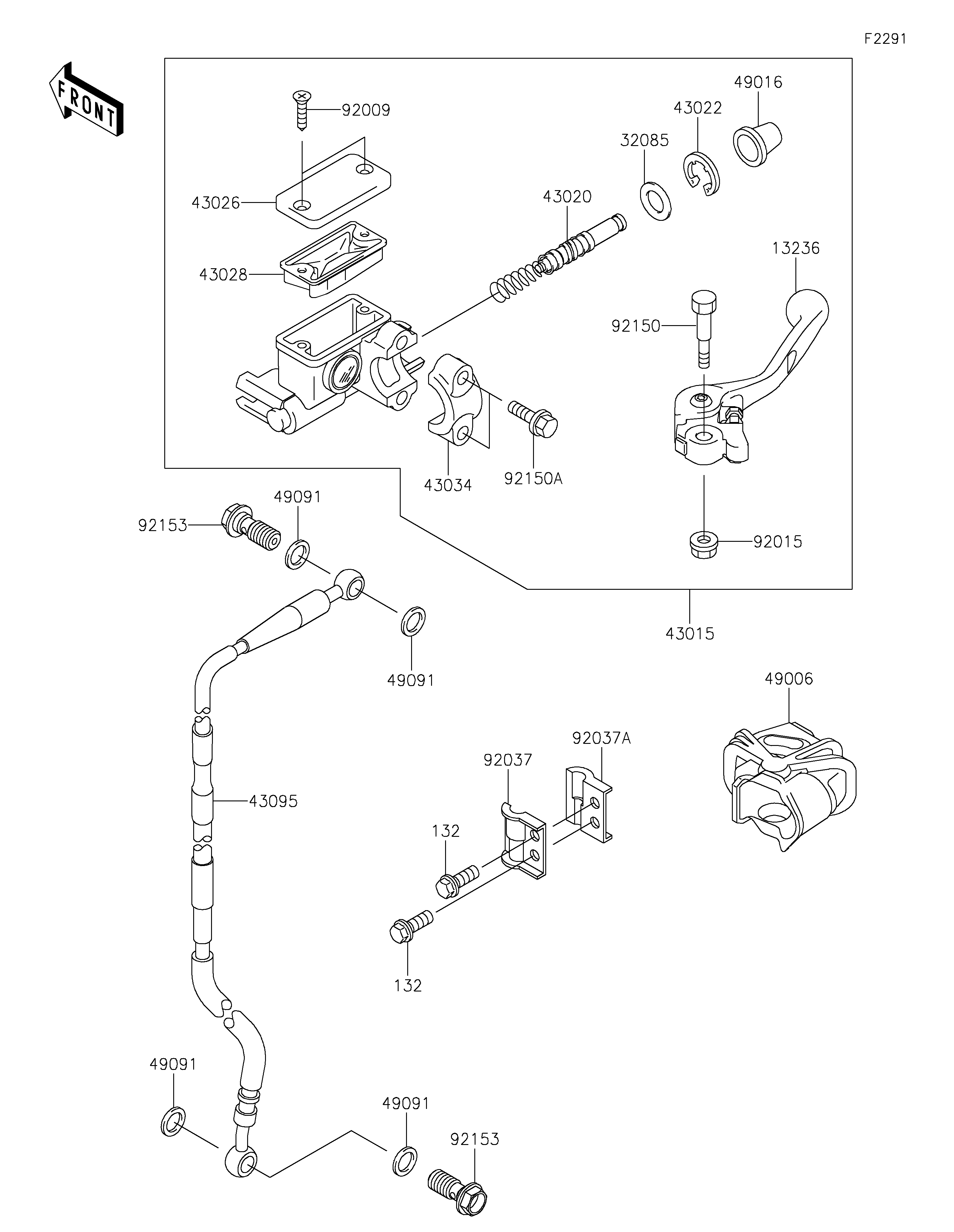 MAITRE CYLINDRE AV POUR KX65 KX65AFF VERT 2015 EUROPE