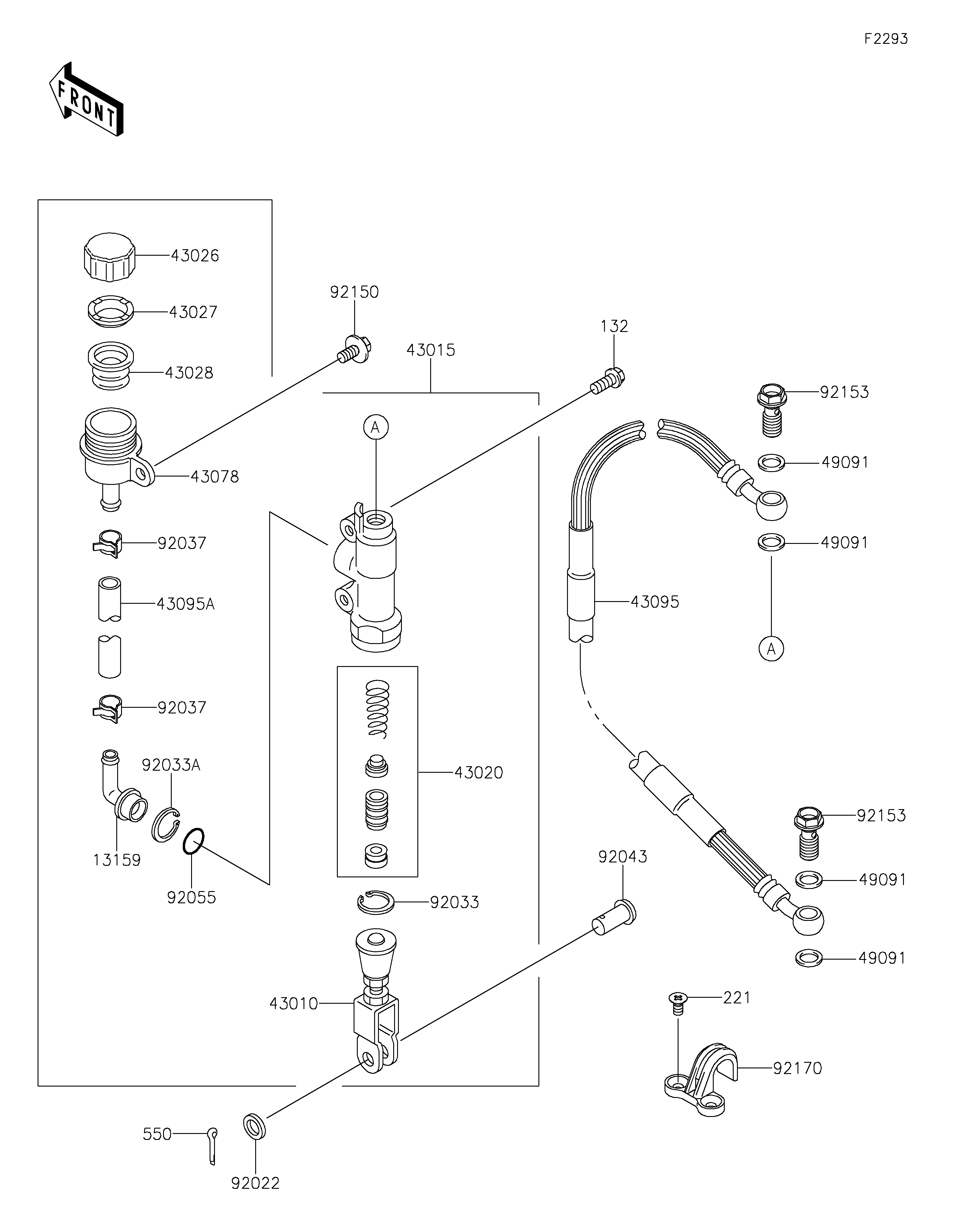 MAITRE CYLINDRE ARRIERE POUR KX65 KX65AFF VERT 2015 EUROPE