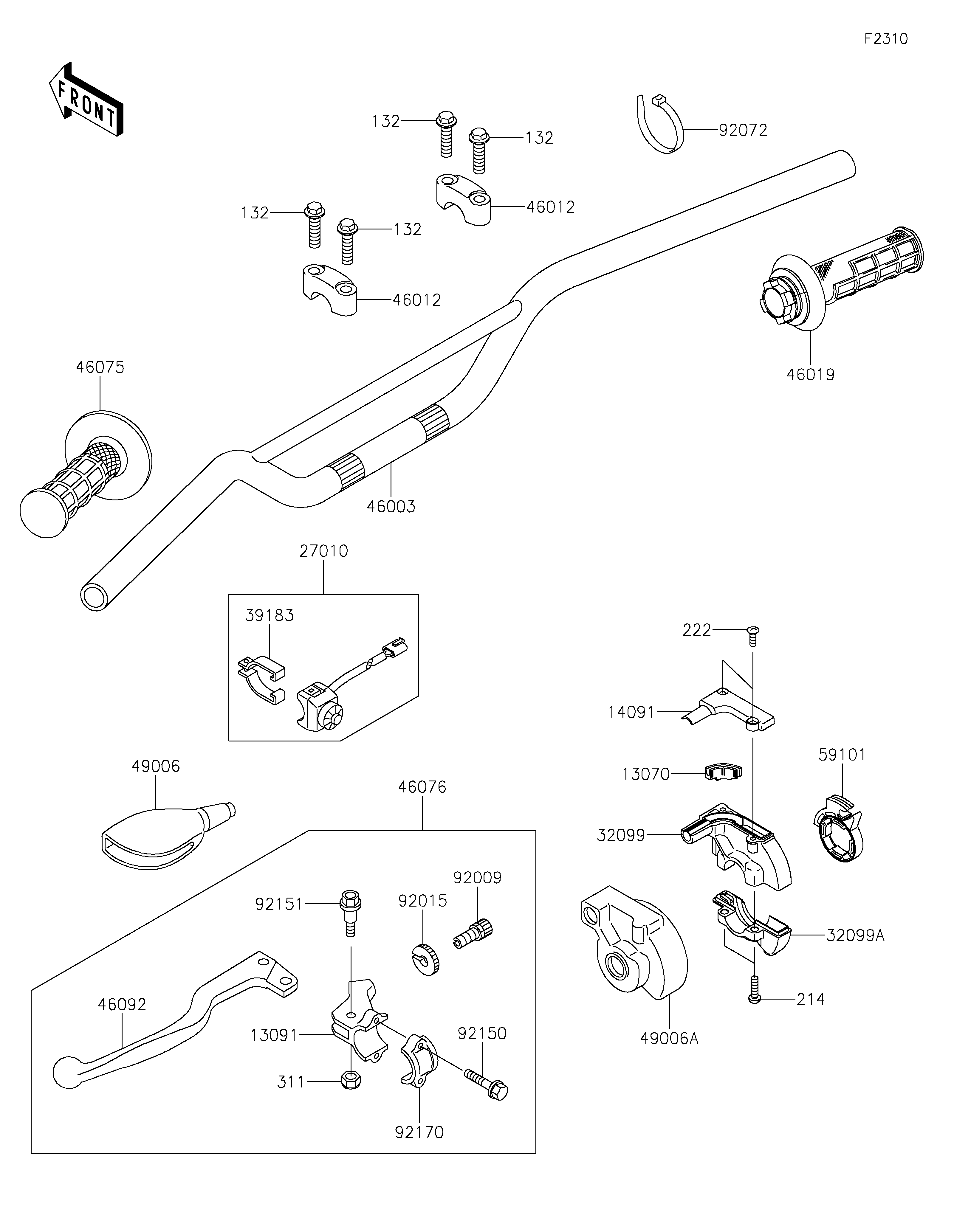 GUIDON POUR KX65 KX65AFF VERT 2015 EUROPE