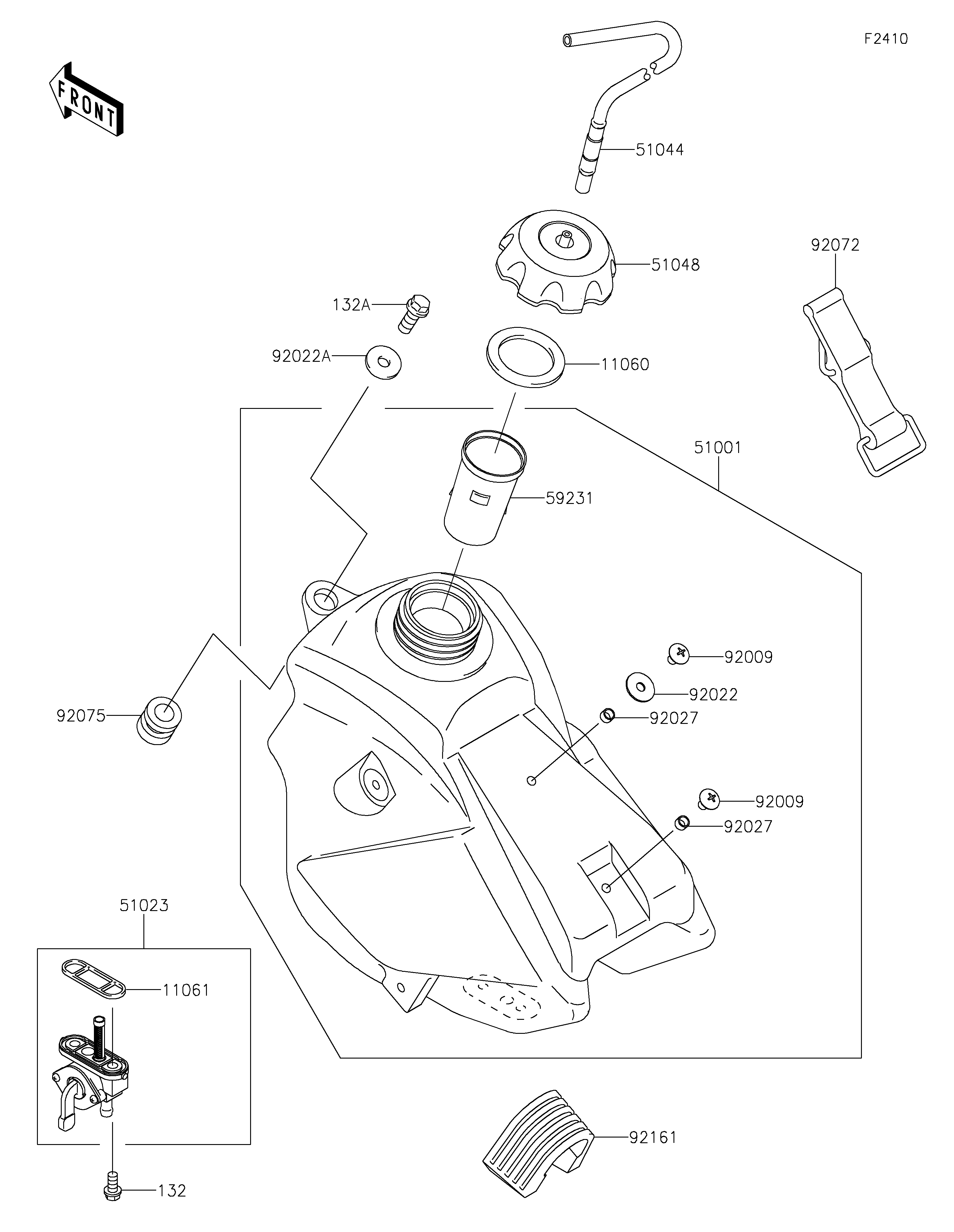 RESERVOIR CARBURANT POUR KX65 KX65AAF VERT 2010 EUROPE
