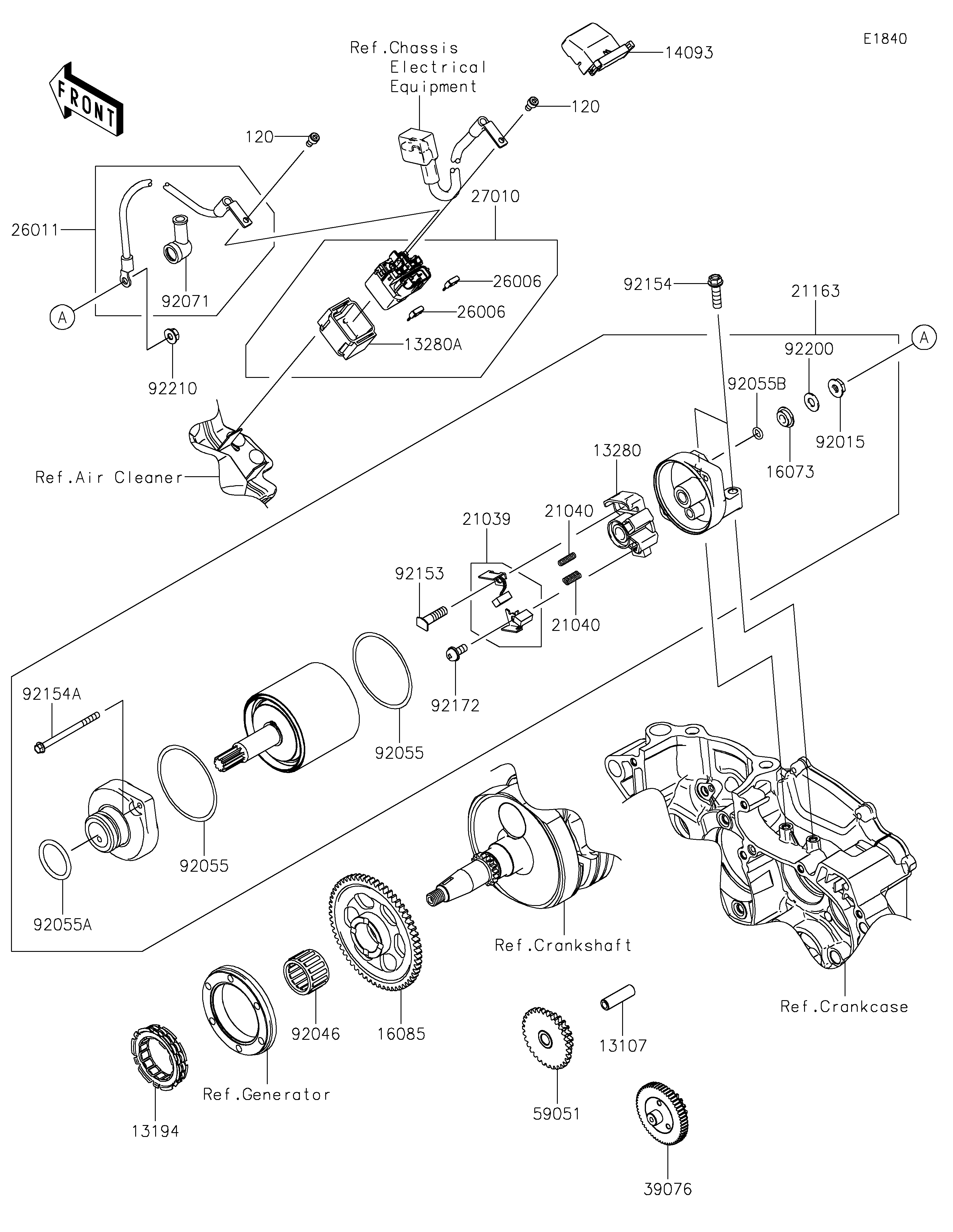 DEMARREUR POUR KX450X KX450KMFNN VERT 2021 EUROPE