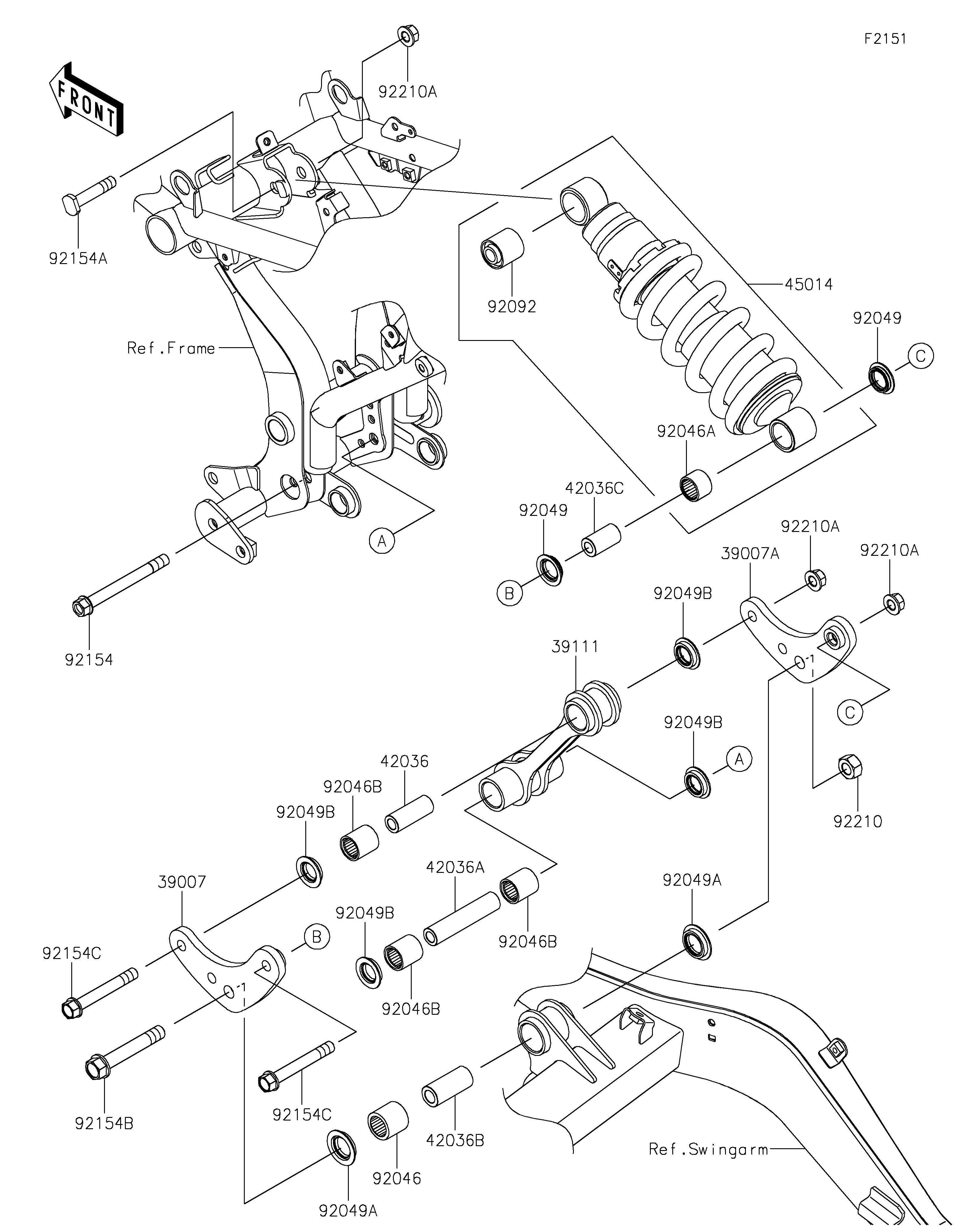 SUSPENSIONAMORTISSEUR POUR Z650 ER650KMFAN BLANC 2021