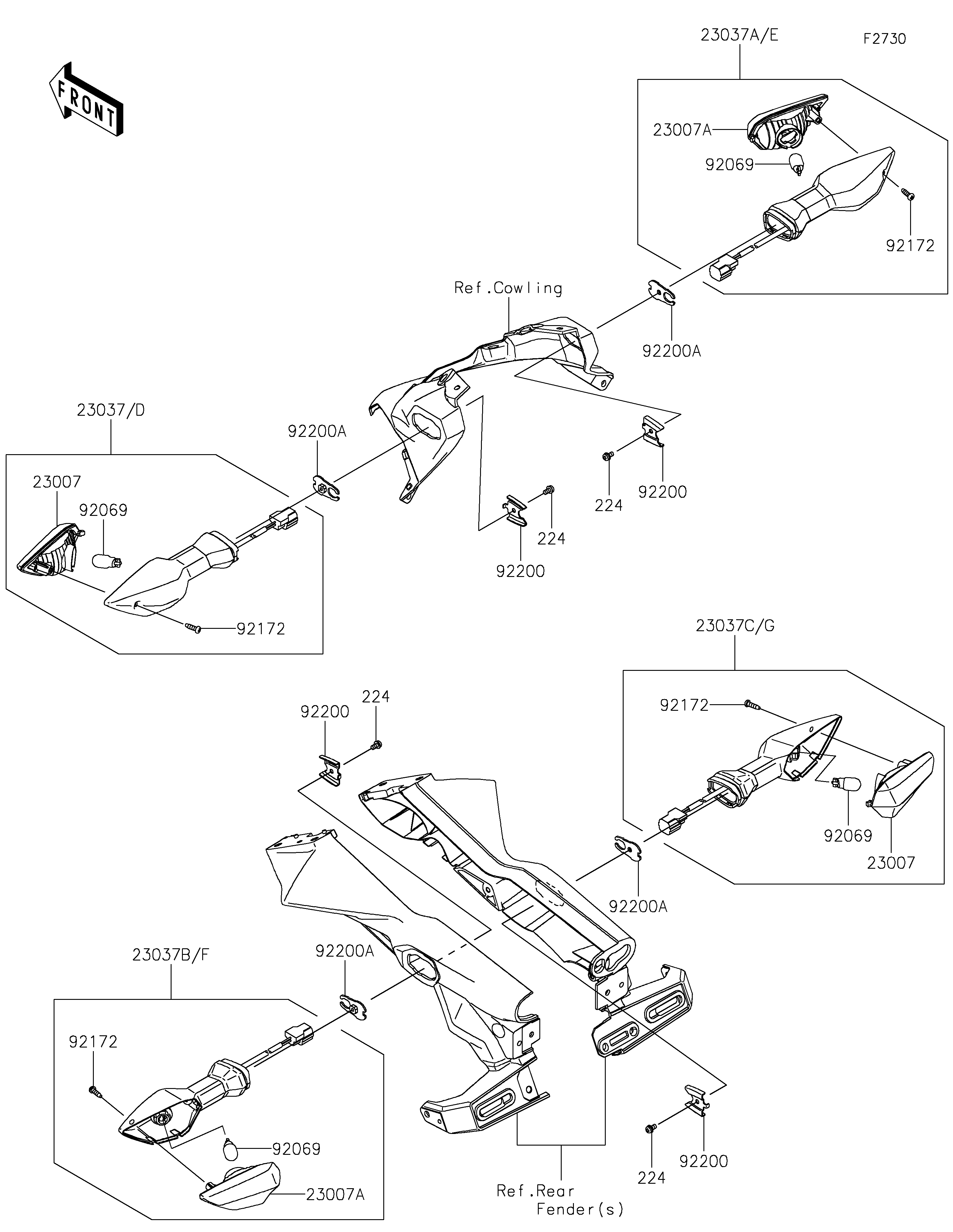 CLIGNOTANTS POUR Z650 ER650KNFAN VERT 2022