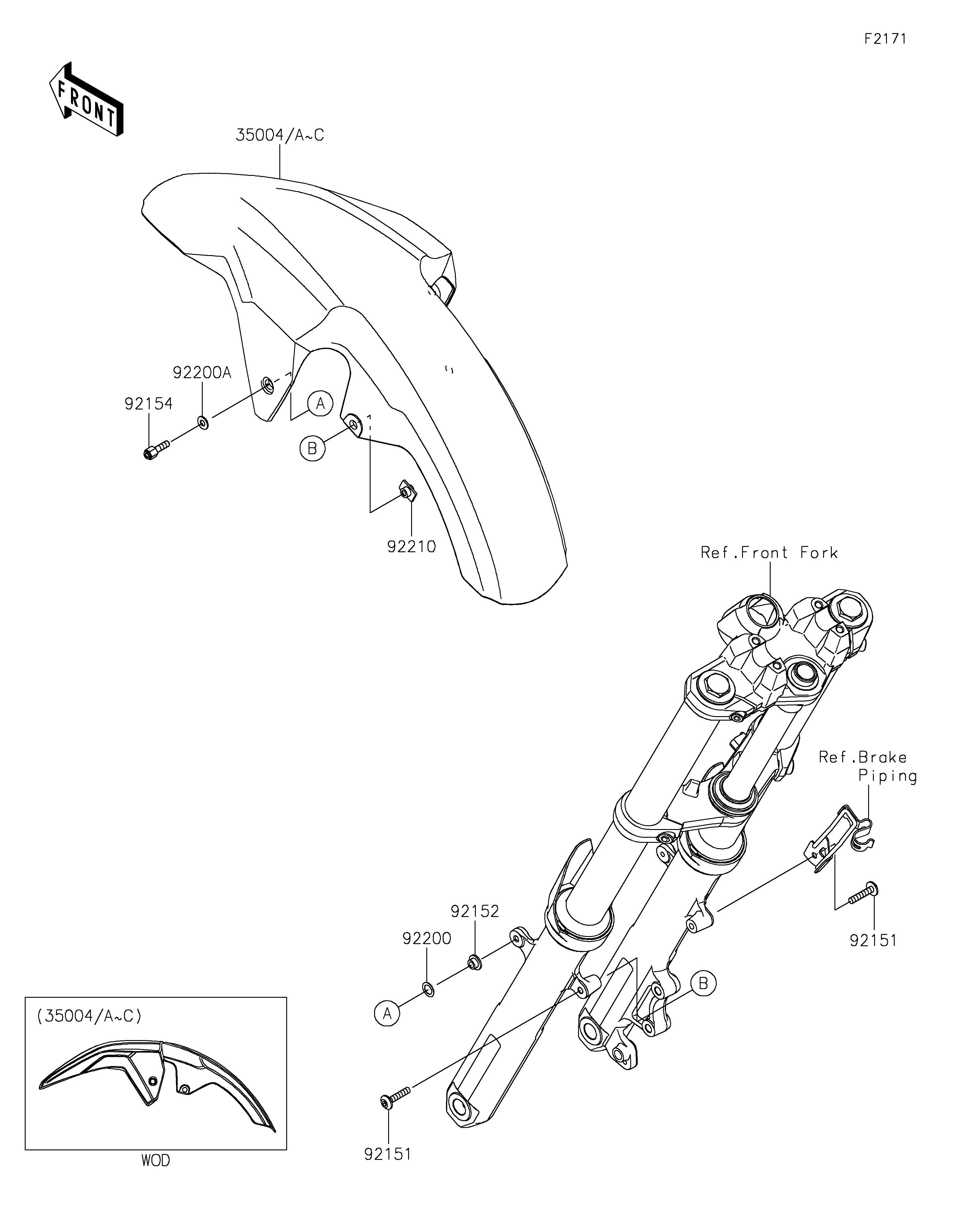 GARDE BOUE AVANT POUR VERSYS X 300 KLE300CMFAN VERT 2021