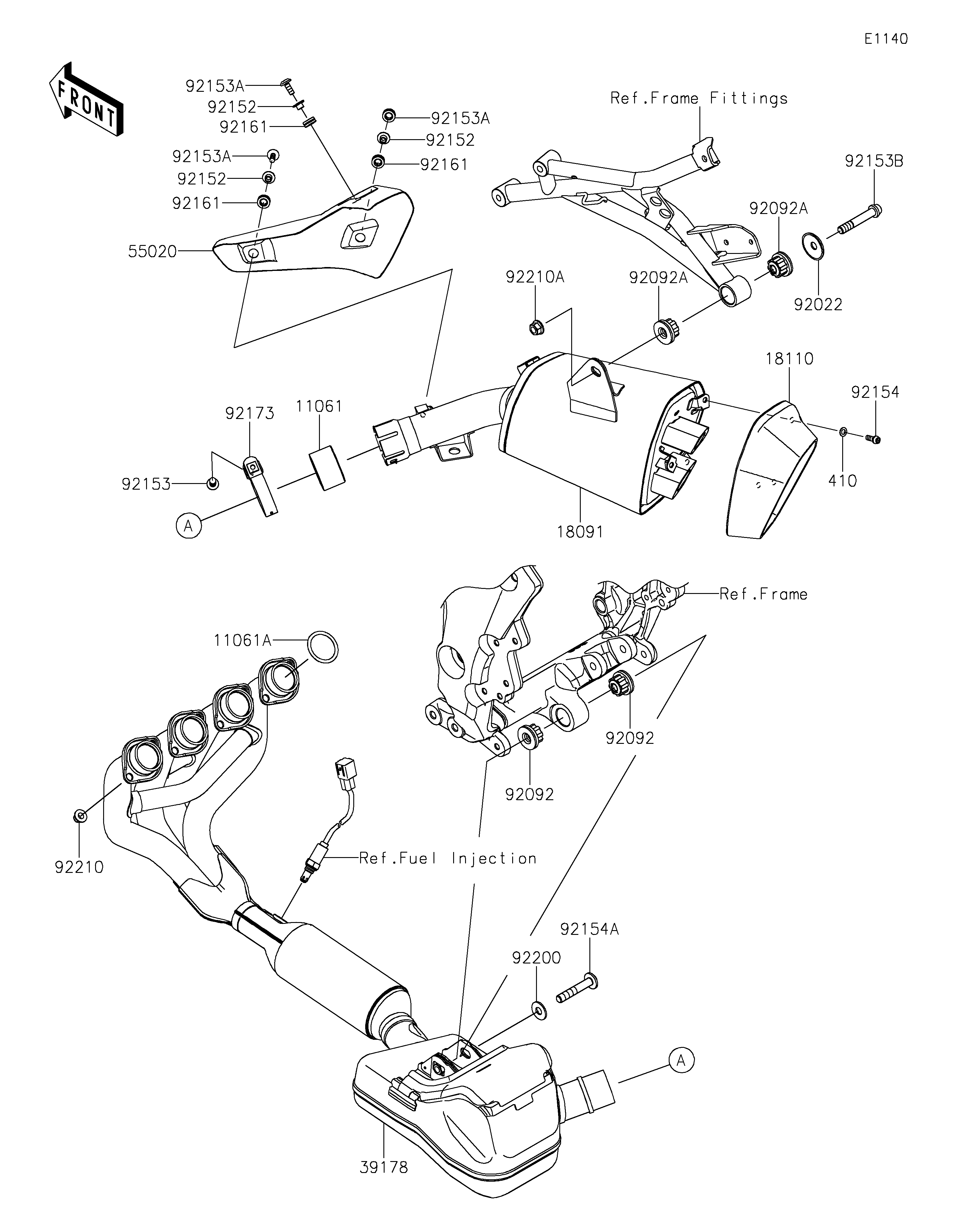 ECHAPPEMENT POUR VERSYS 1000 KLZ1000CNSNN VERT 2022