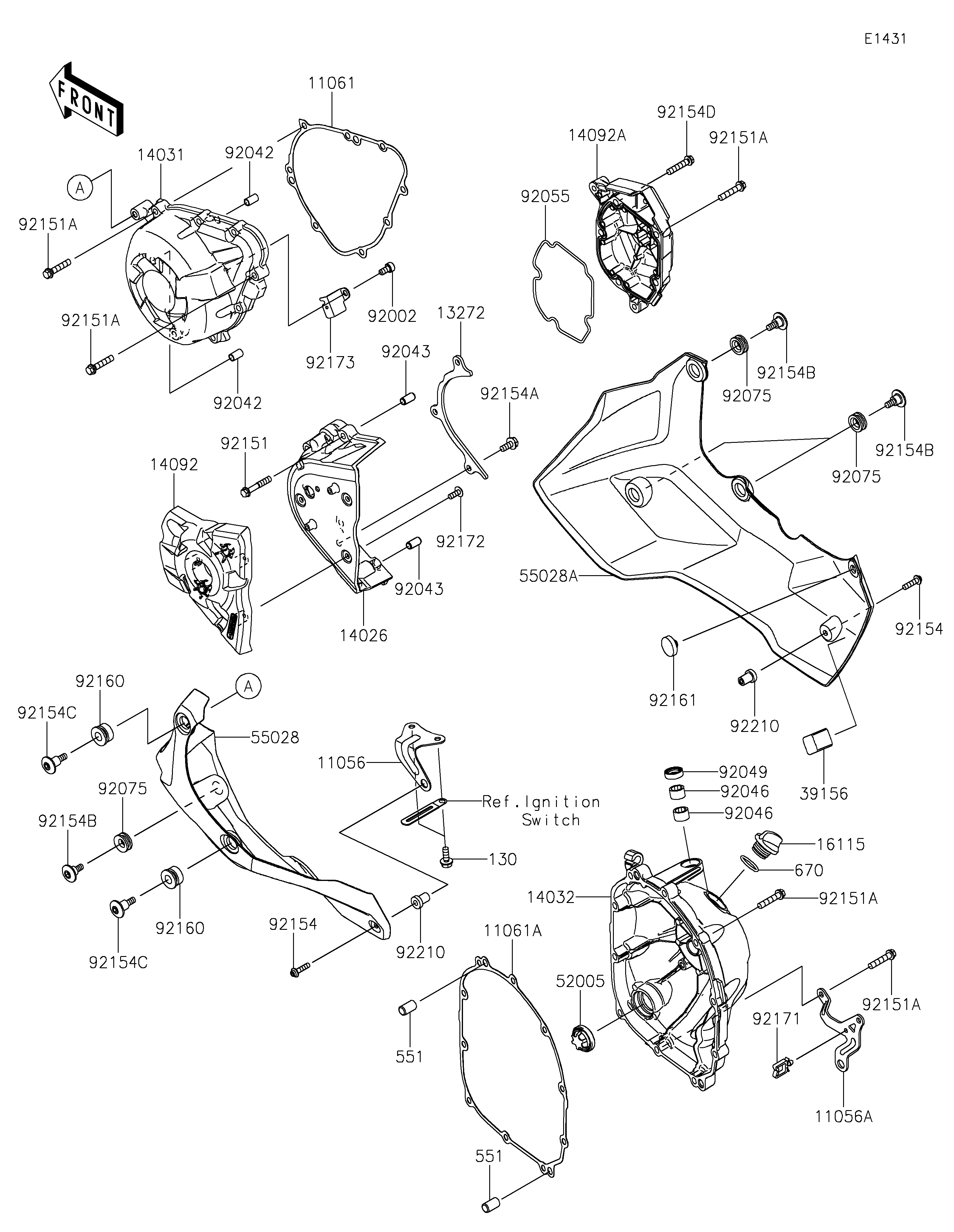 COUVERCLES MOTEUR POUR VERSYS 1000 KLZ1000CNSNN VERT 2022