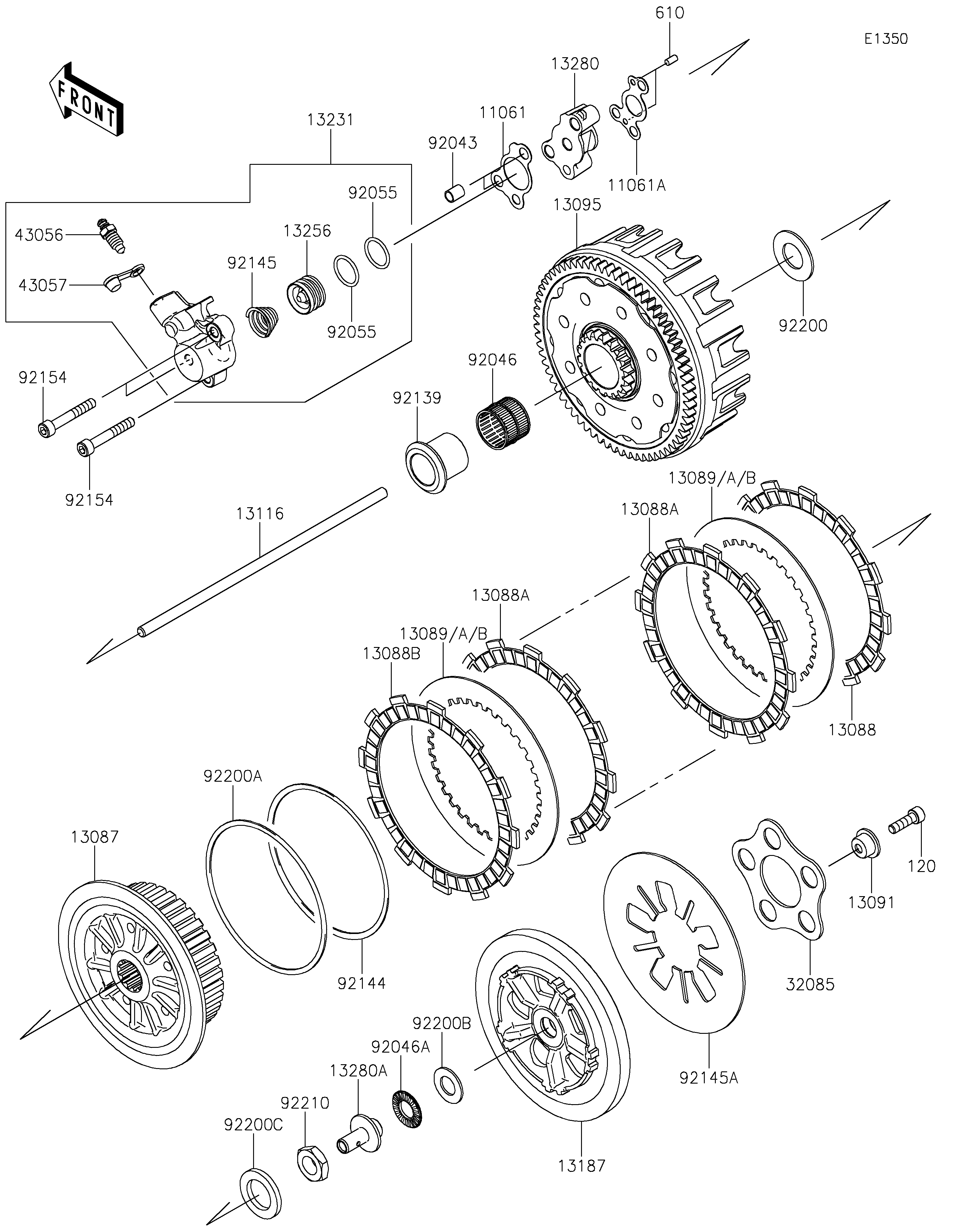 EMBRAYAGE POUR KX250 KX252CMFNN VERT 2021 EUROPE