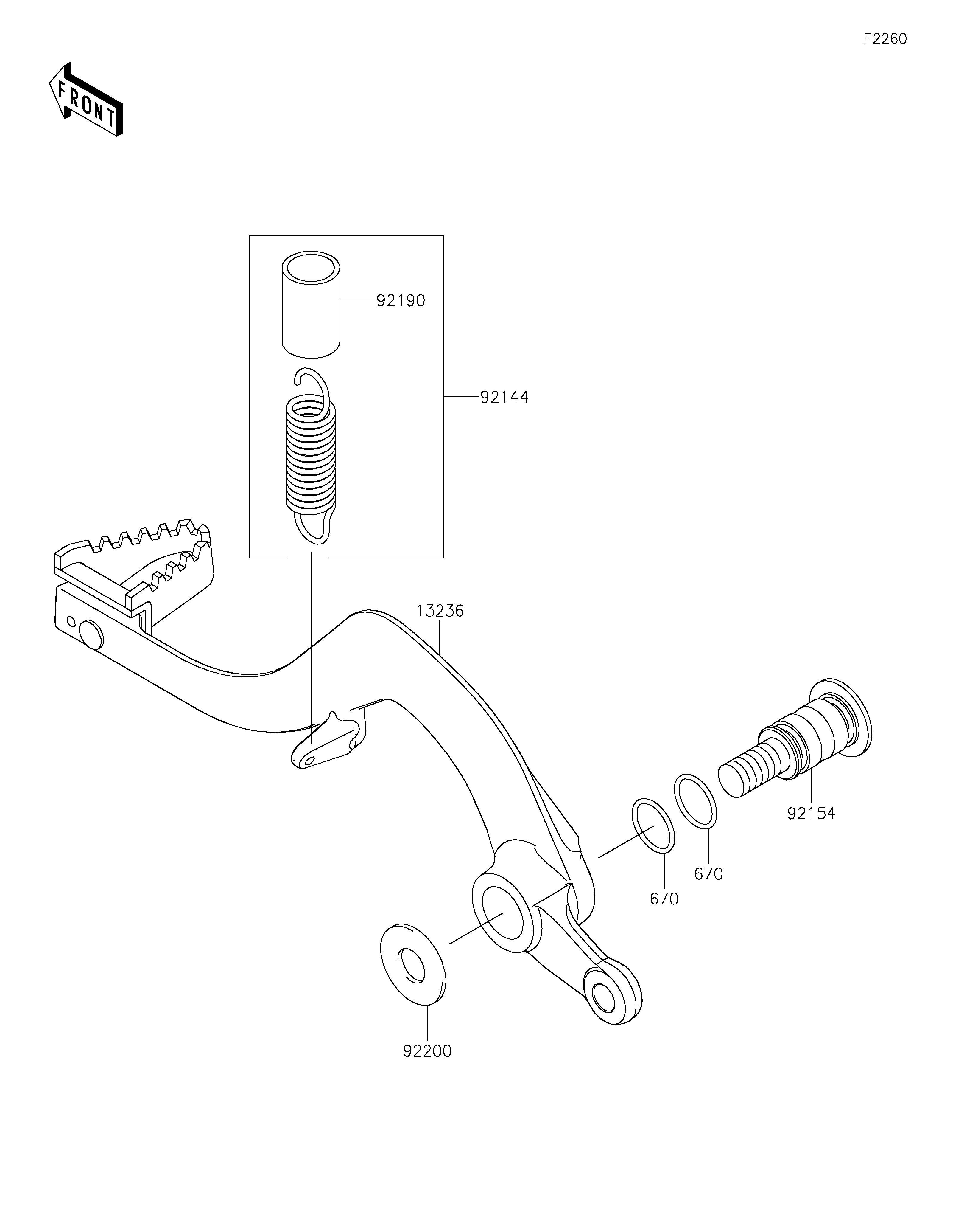 PEDALE DE FREIN POUR KX250 KX252ESFNN VERT 2025 EUROPE