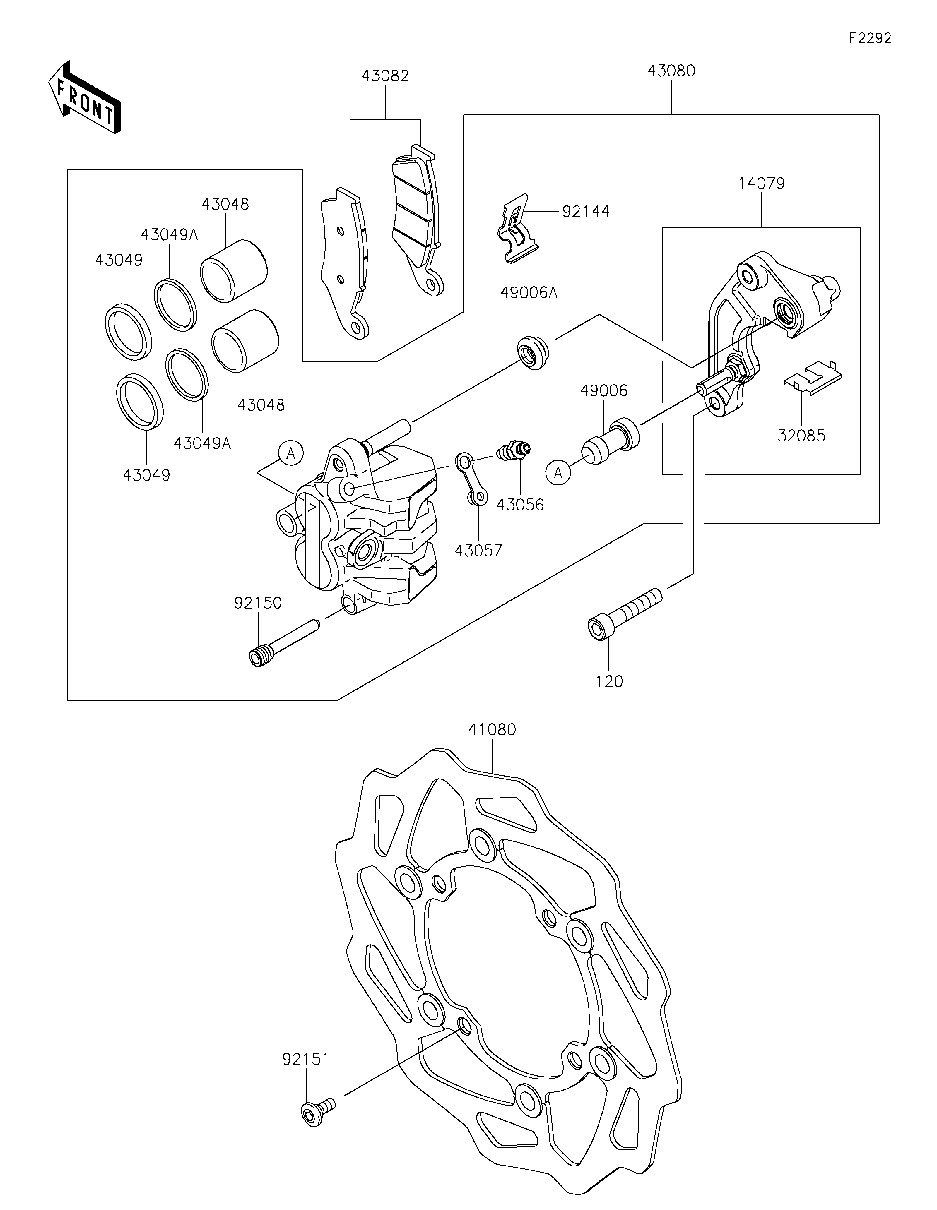 FREIN AVANT POUR KX250X KX252DMFNN VERT 2021 EUROPE