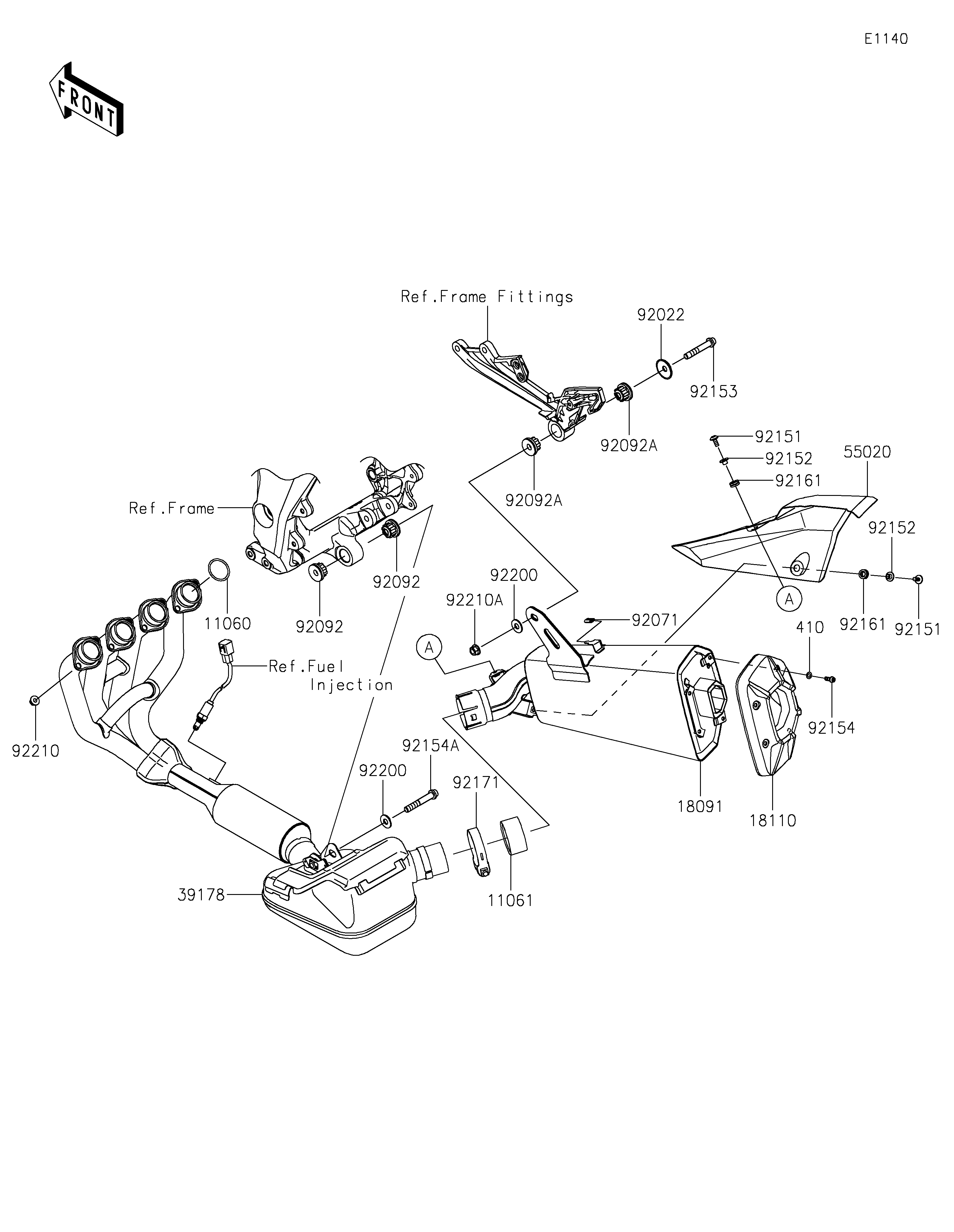 ECHAPPEMENT POUR NINJA 1000SX ZX1002KNFAN GRIS 2022
