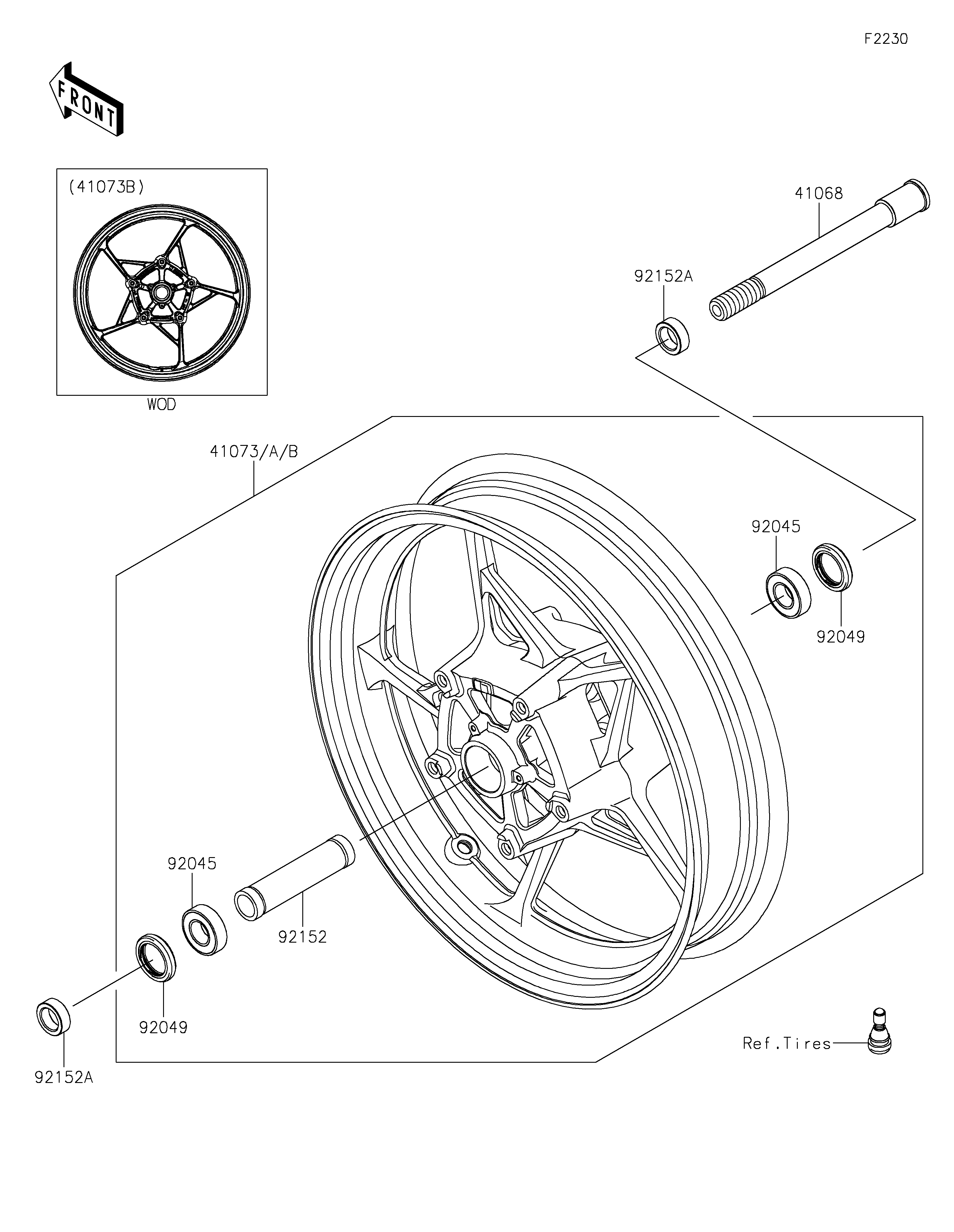 MOYEU AVANT POUR Z900 ZR900HMFNN GRIS 2021