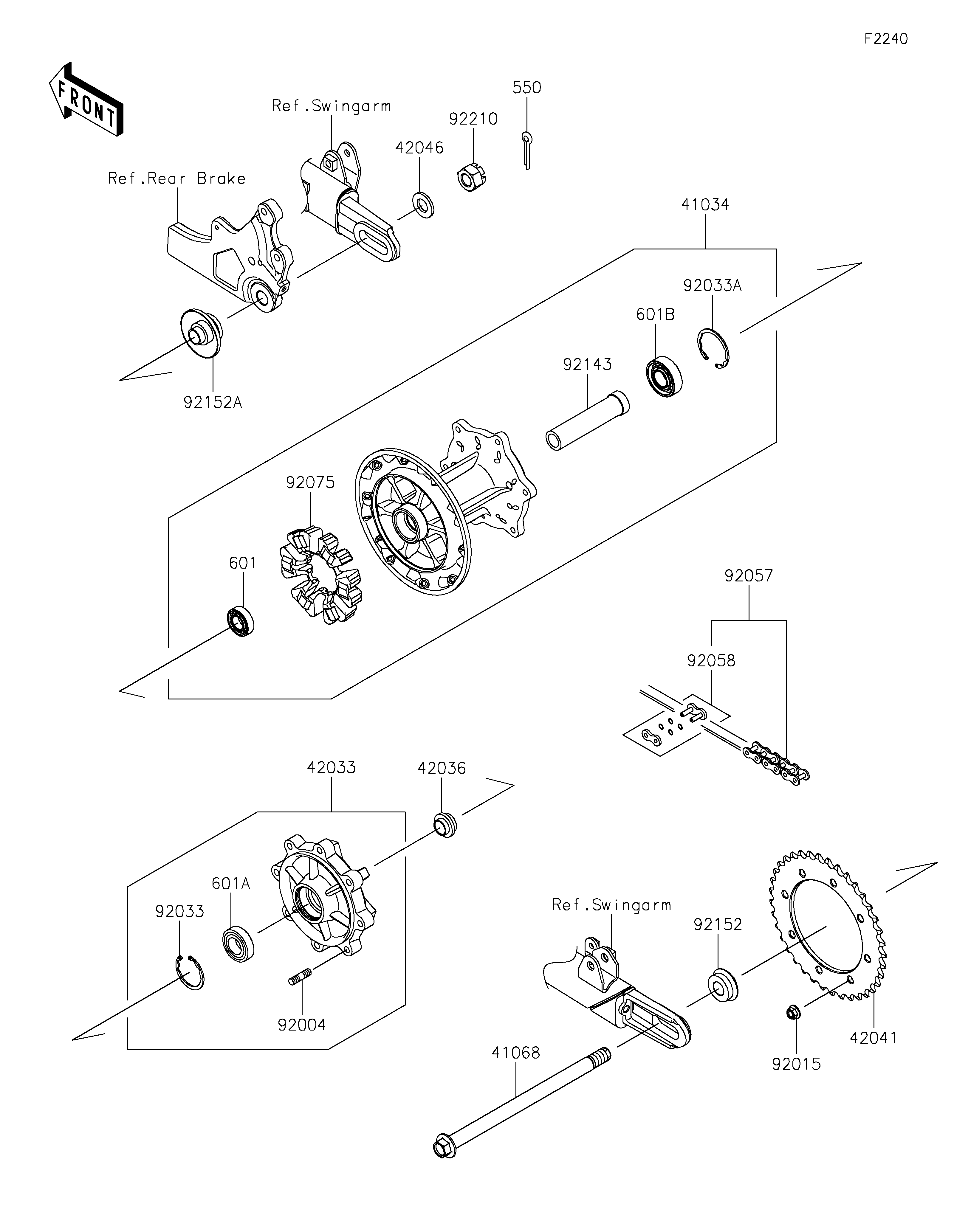 MOYEU ARRIERE POUR W800 EJ800DLF VERT 2020