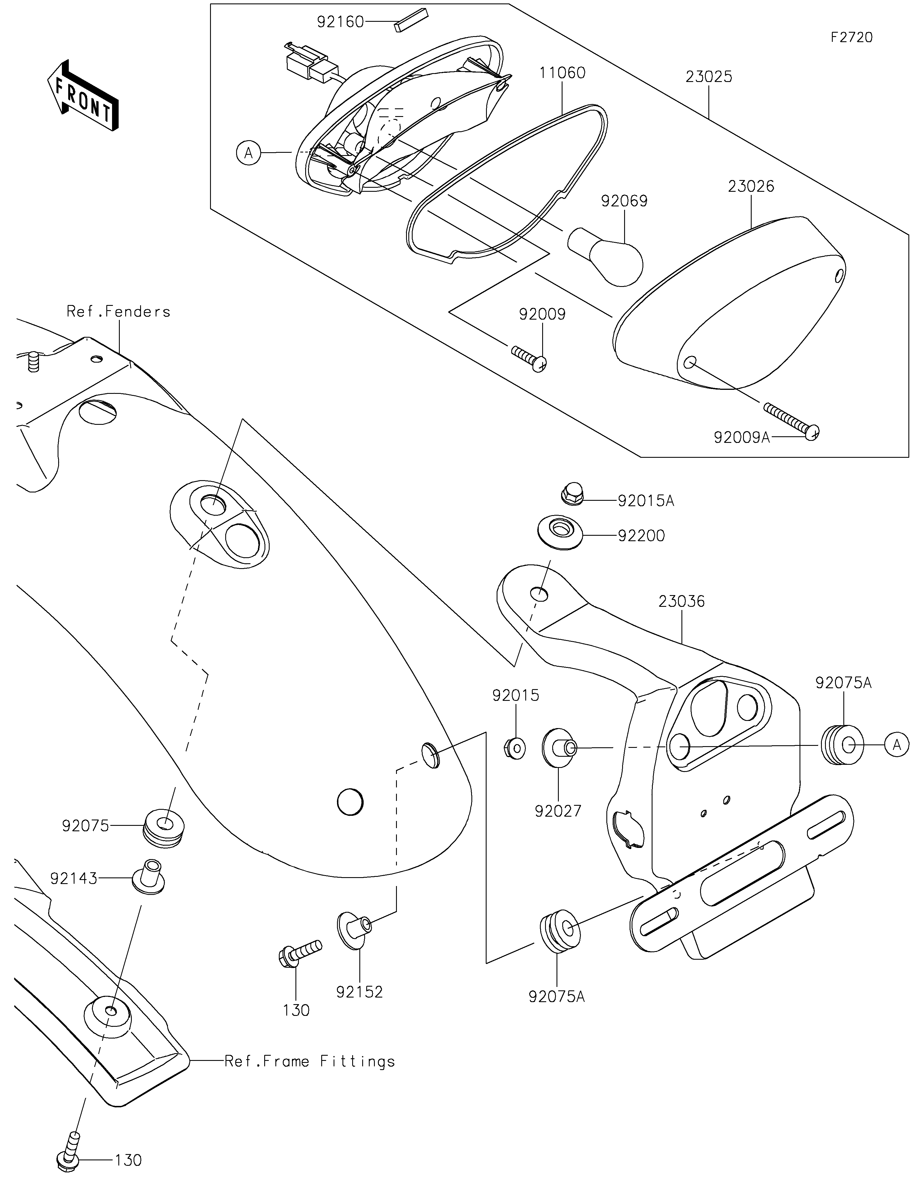 FEUX ARRIERES POUR W800 EJ800DLF VERT 2020